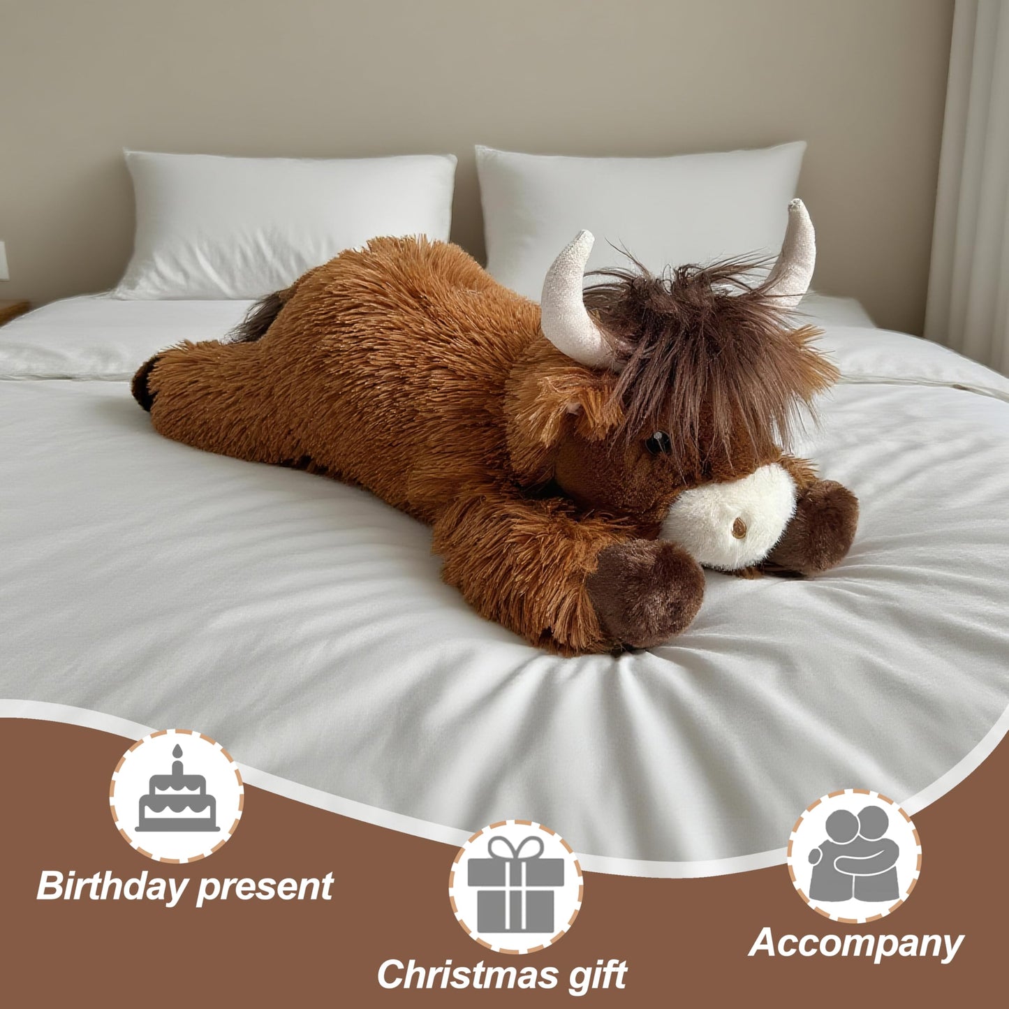 Ksidzas 4 lbs Weighted Highland Cow Plush – 21-Inch Cuddly Stuffed Animal