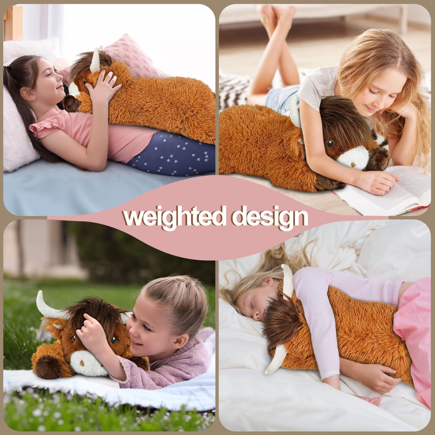 Ksidzas 4 lbs Weighted Highland Cow Plush – 21-Inch Cuddly Stuffed Animal