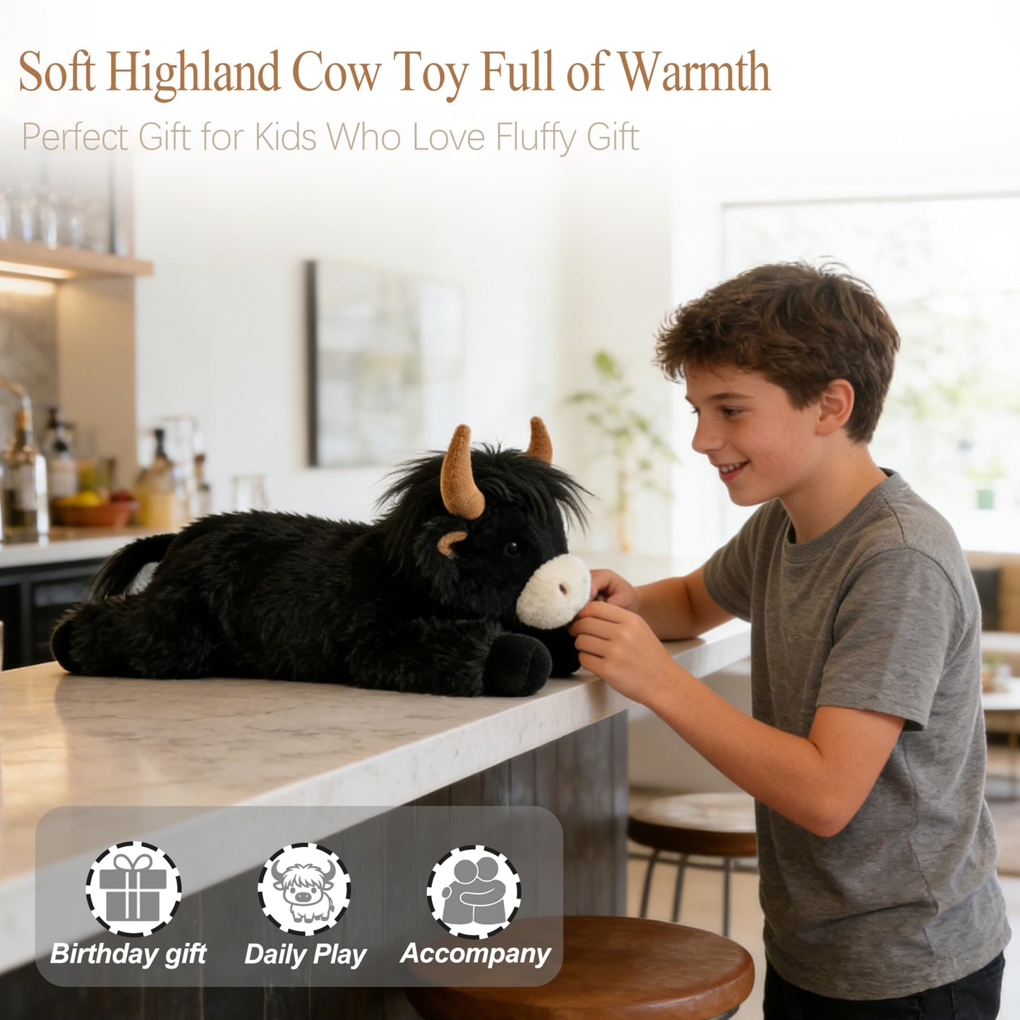Ksidzas 4 lbs Weighted Highland Cow Plush — 21 Inch Cute Stuffed Animal