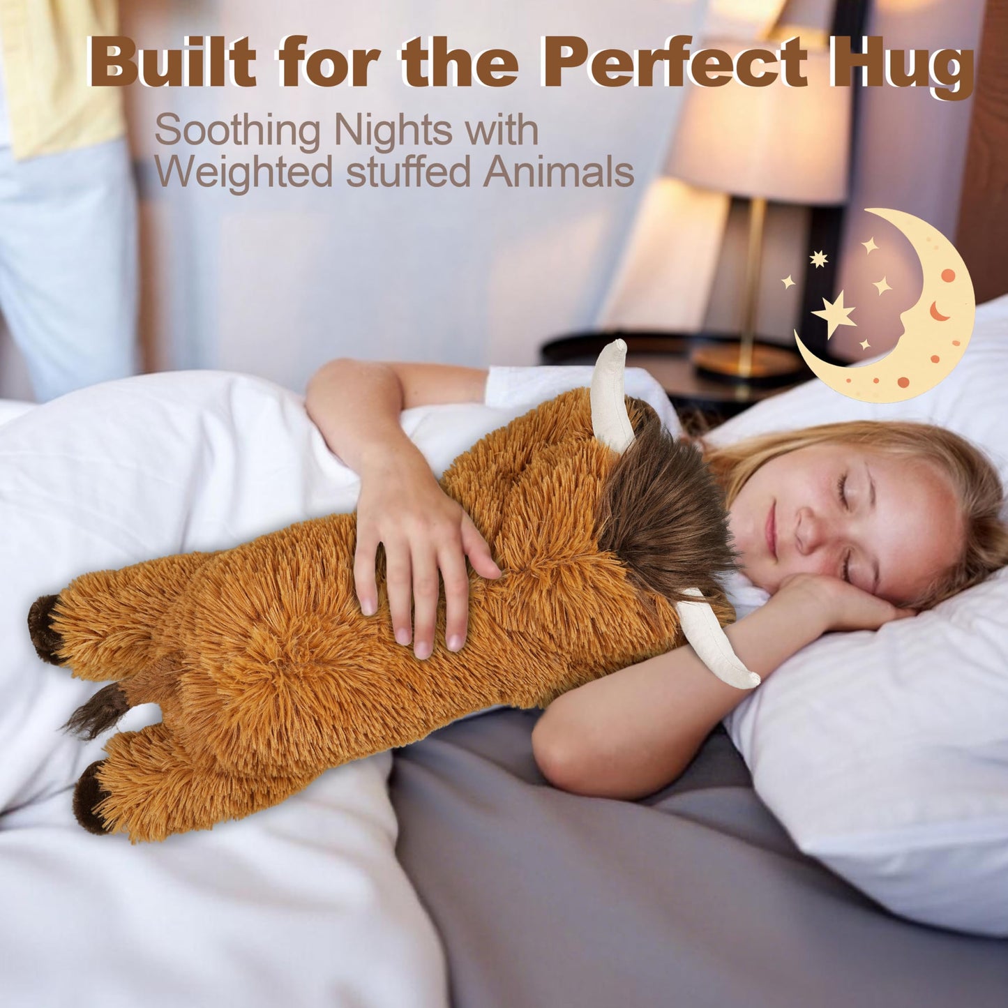 Ksidzas 4 lbs Weighted Highland Cow Plush – 21-Inch Cuddly Stuffed Animal