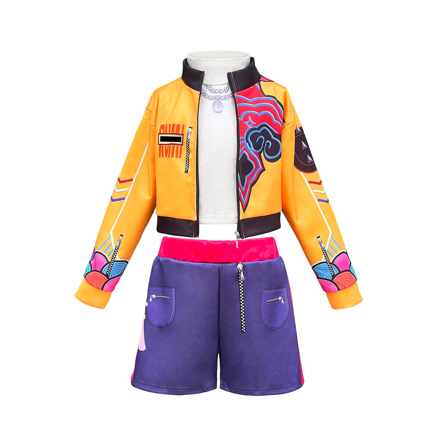 KSISUSH Girls Cosplay Costume 3-13Y: Jacket, Shorts & Wig 3-Piece Uniform Outfit (Size 9-10)