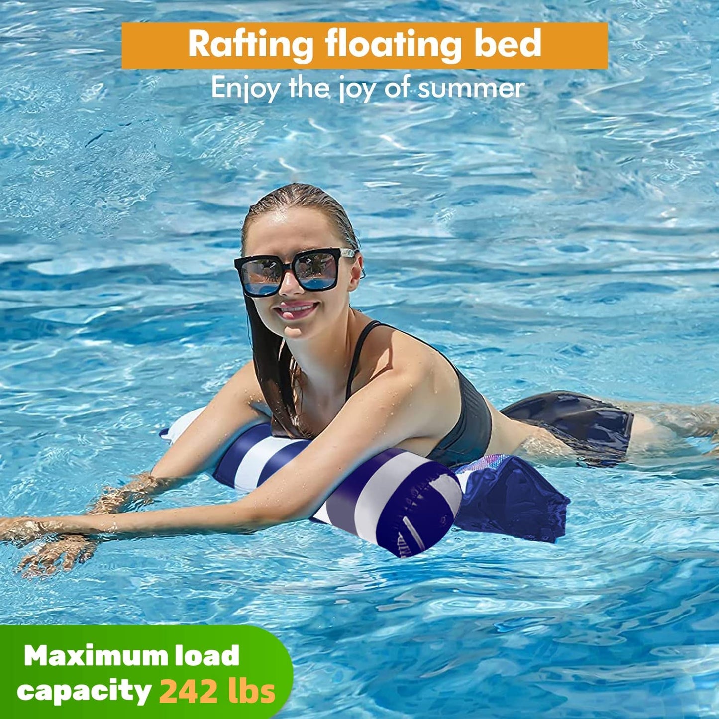 KSLLHHSA 8-Pack Pool Floats - 4-in-1 Inflatable Hammock, Saddle, Lounge Chair, Drifter