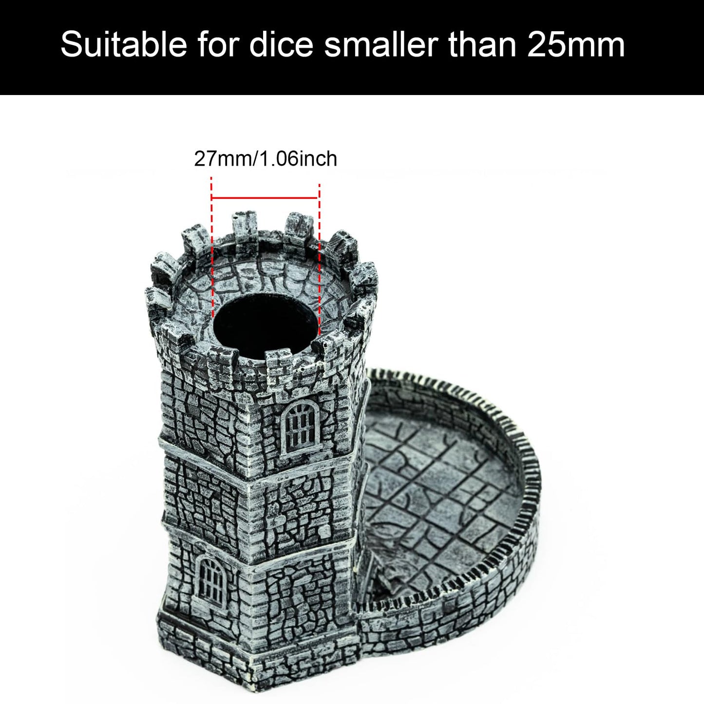 KSNDie Dice Tower Castle: D&D Dice Roller for RPG Tabletop, Grey