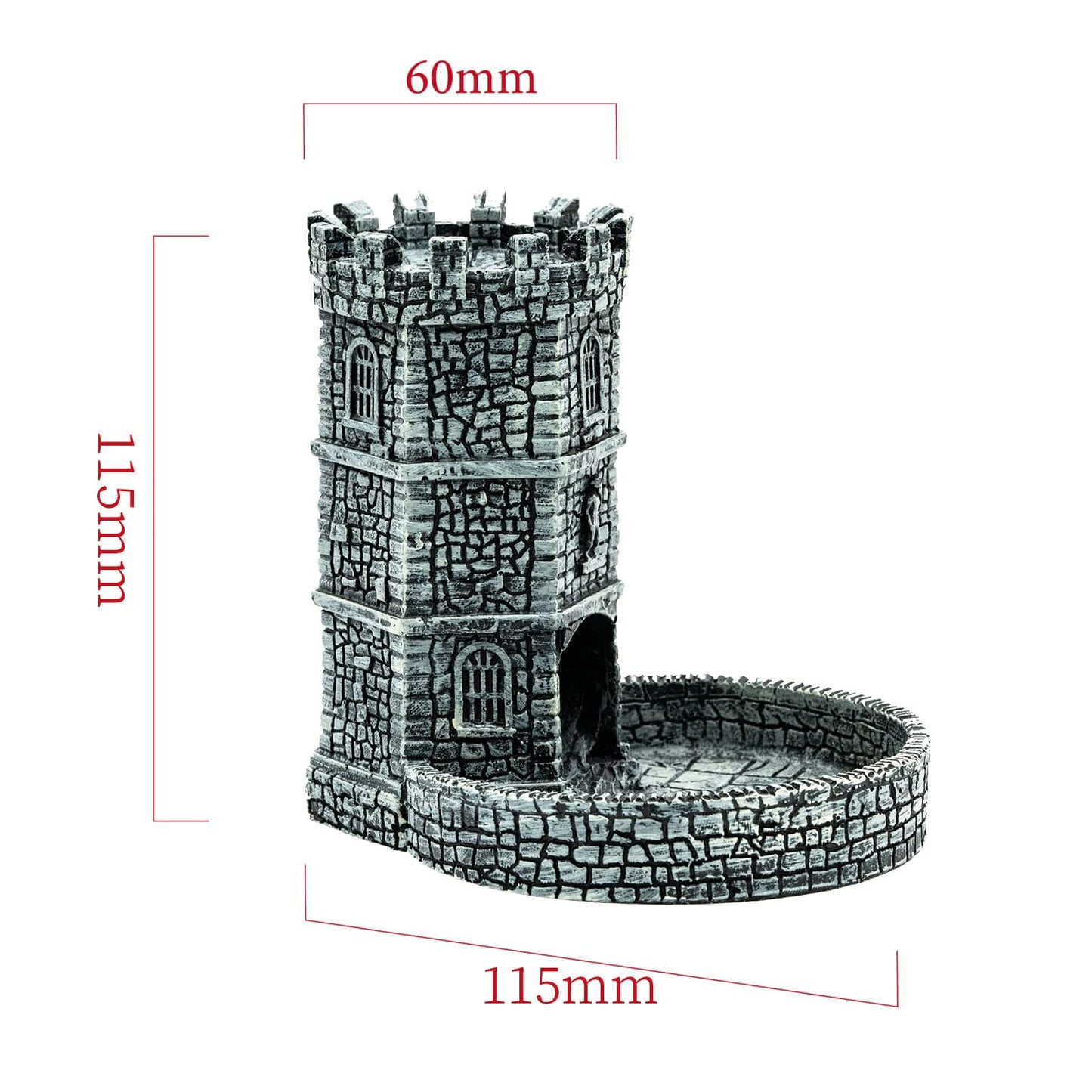 KSNDie Dice Tower Castle: D&D Dice Roller for RPG Tabletop, Grey
