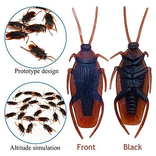 Ksquares Prank Fake Roaches – 50 Realistic Plastic Cockroaches for Parties, Halloween & Christmas