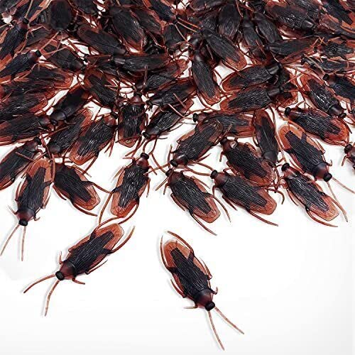 Ksquares Prank Fake Roaches – 50 Realistic Plastic Cockroaches for Parties, Halloween & Christmas