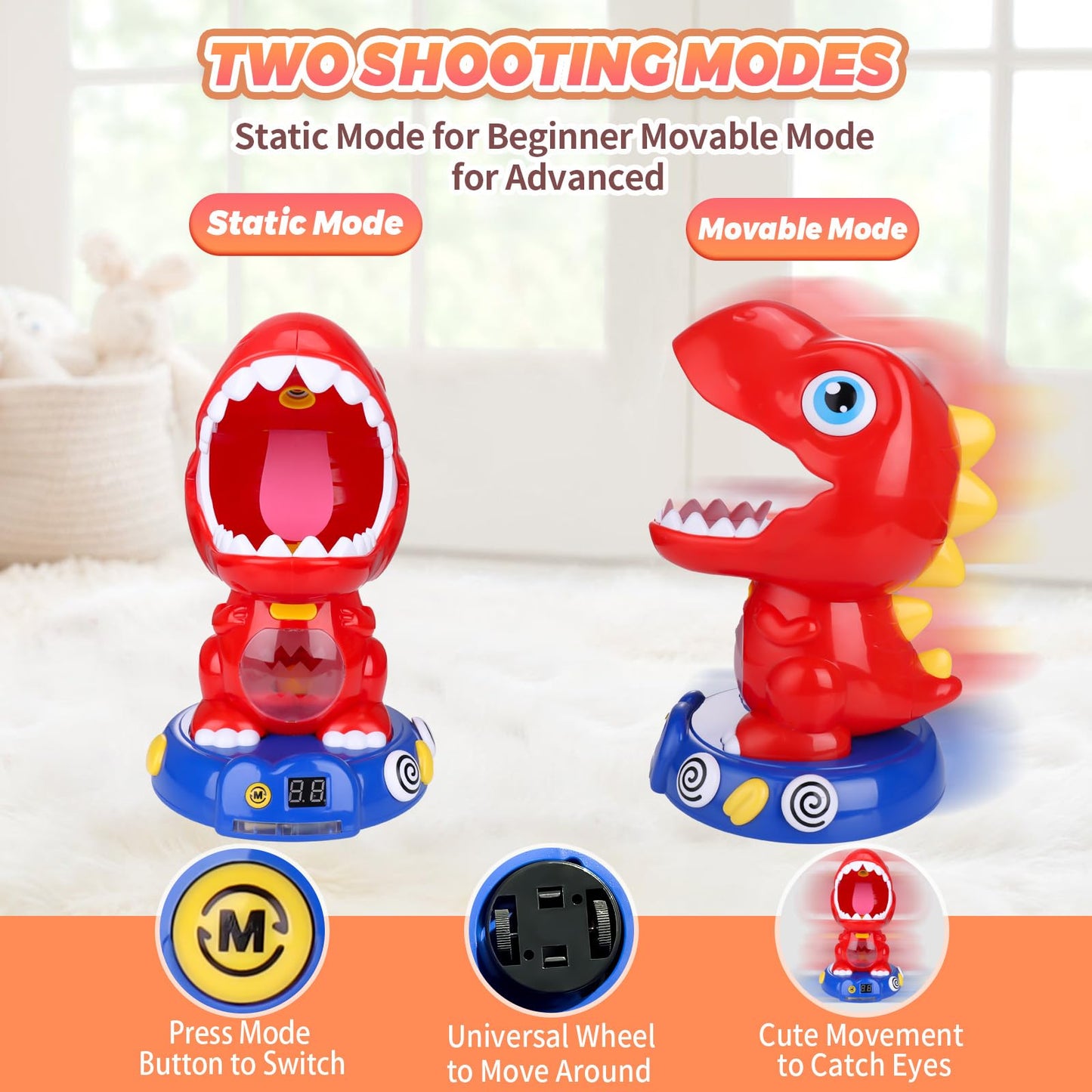 Kssvzz Movable Dinosaur Shooting Toy for Kids 4-8 – Score, Mist, Light & Sound