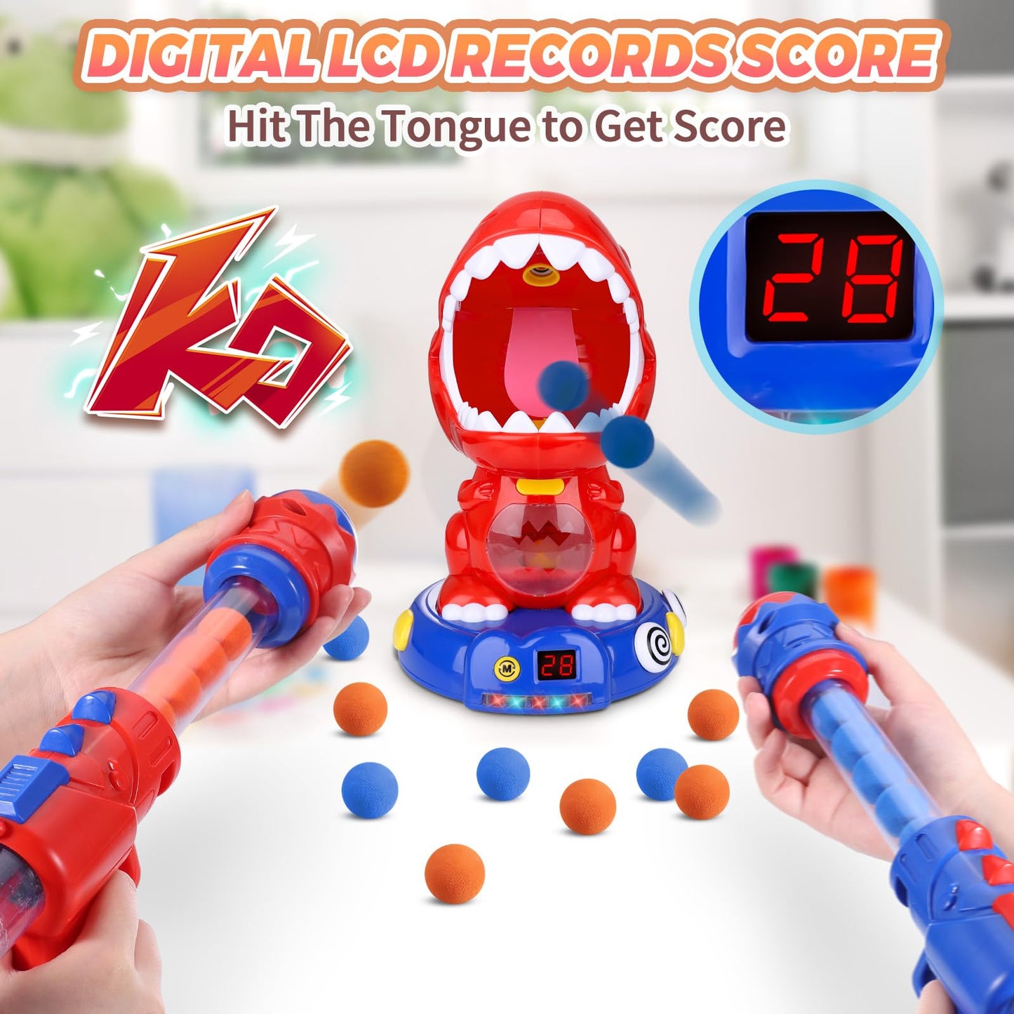 Kssvzz Movable Dinosaur Shooting Toy for Kids 4-8 – Score, Mist, Light & Sound