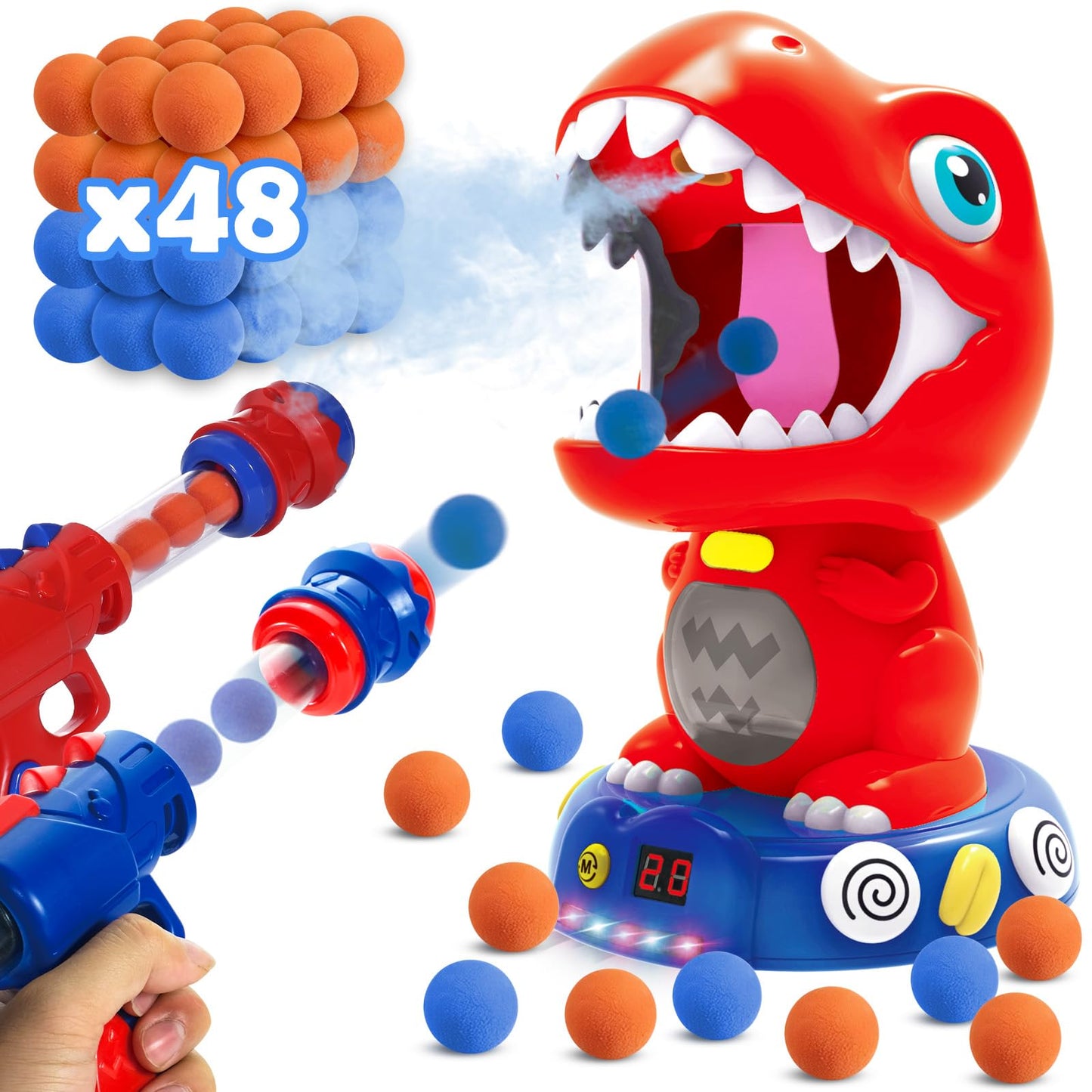 Kssvzz Movable Dinosaur Shooting Toy for Kids 4-8 – Score, Mist, Light & Sound