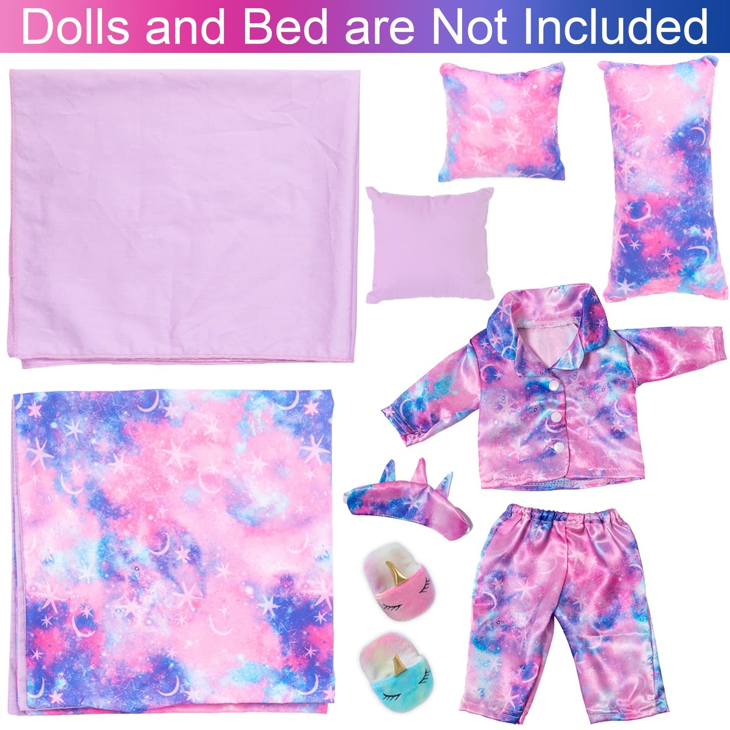 K.T. Fancy 8-Piece 18-Inch Doll Sleep Set — Pajamas, Pillow, Eye Mask & Slippers