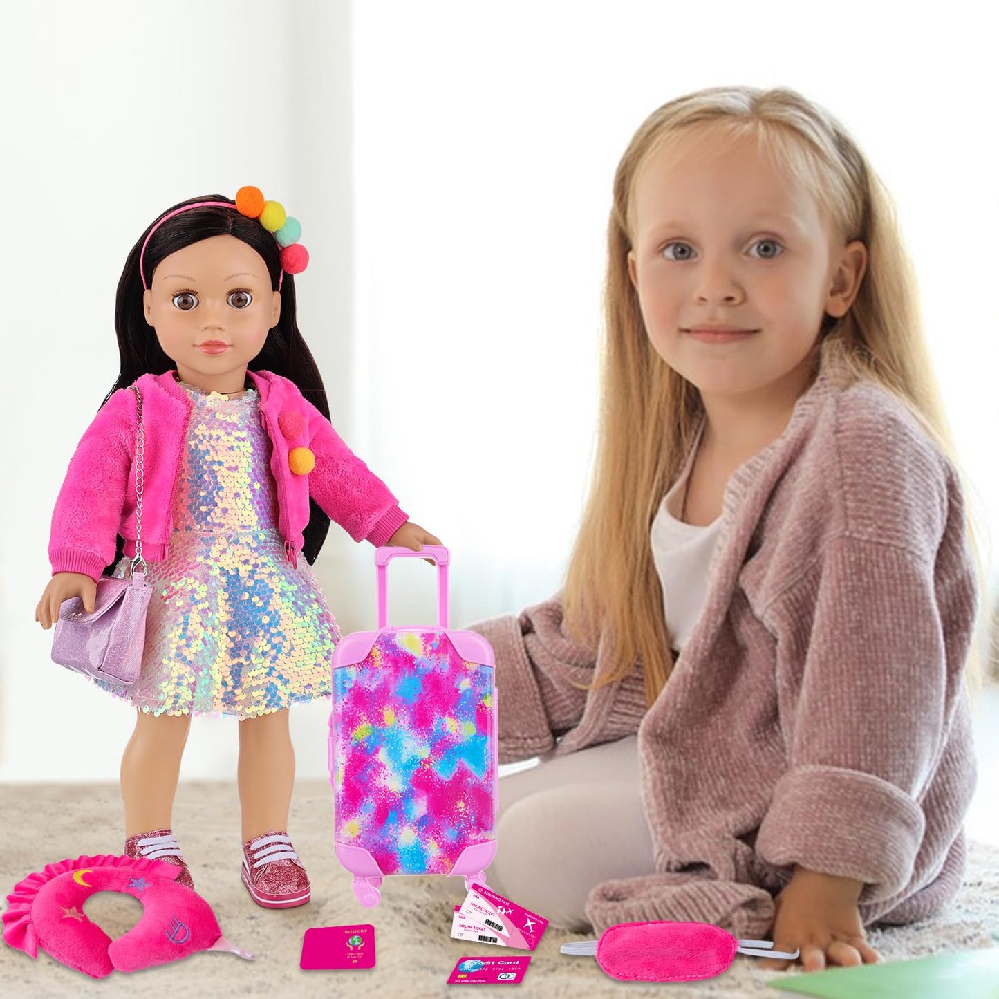 K.T. Fancy 18-Inch Doll Travel Playset – Pink Travel Case, Outfit & Accessories for 18-Inch Dolls