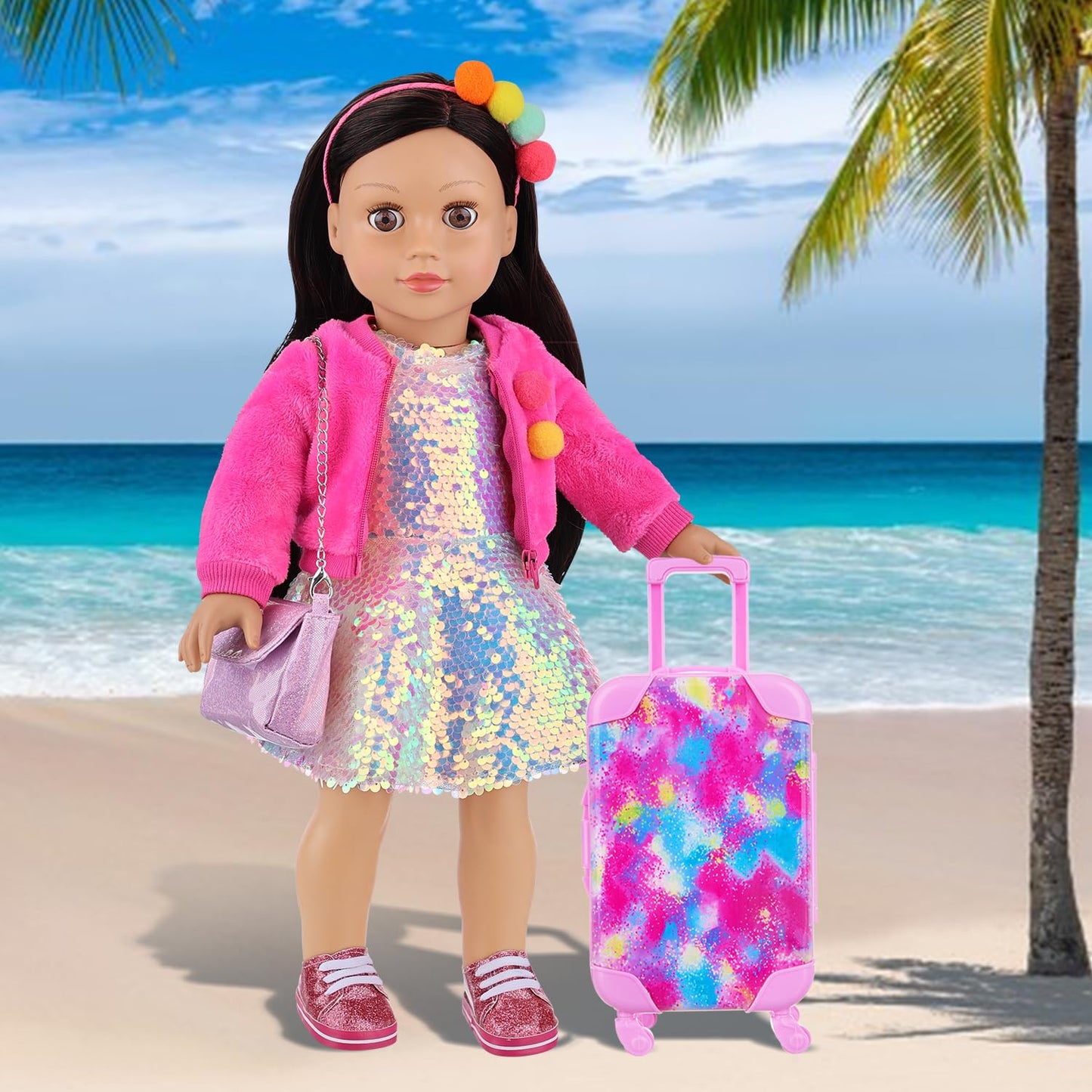 K.T. Fancy 18-Inch Doll Travel Playset – Pink Travel Case, Outfit & Accessories for 18-Inch Dolls