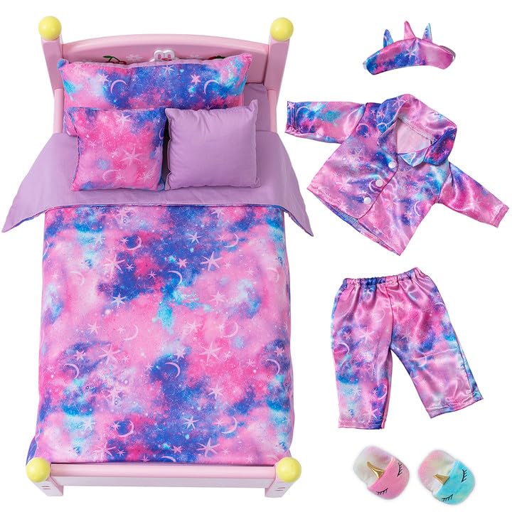K.T. Fancy 8-Piece 18-Inch Doll Sleep Set — Pajamas, Pillow, Eye Mask & Slippers