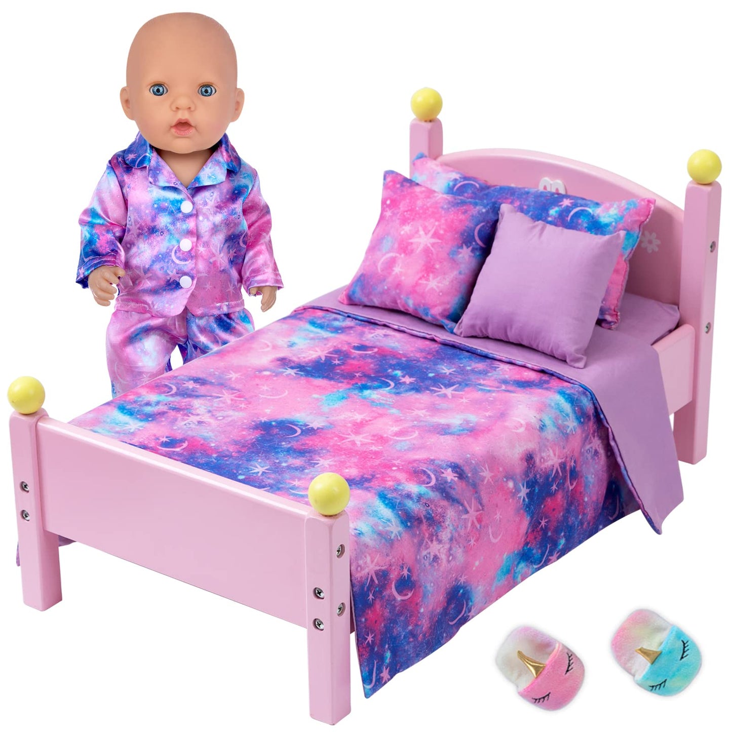 K.T. Fancy 8-Piece 18-Inch Doll Sleep Set — Pajamas, Pillow, Eye Mask & Slippers