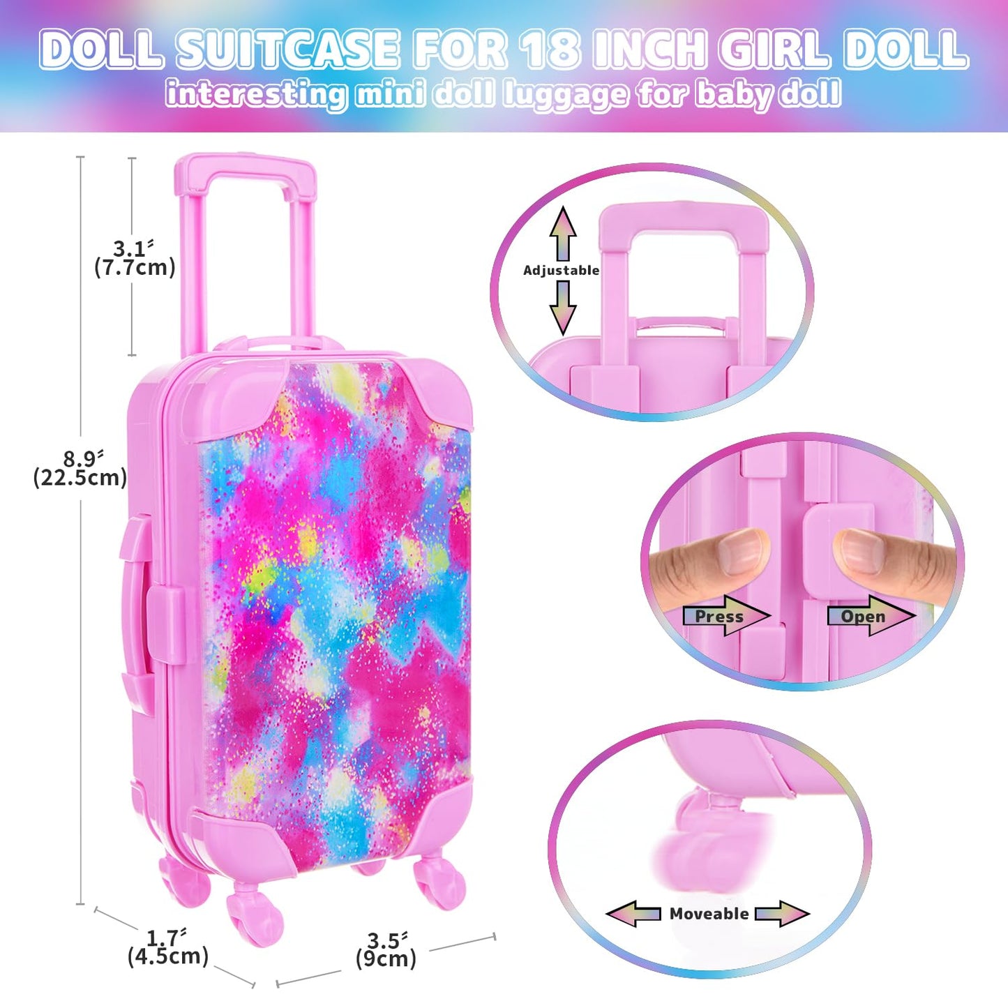 K.T. Fancy 18-Inch Doll Travel Playset – Pink Travel Case, Outfit & Accessories for 18-Inch Dolls