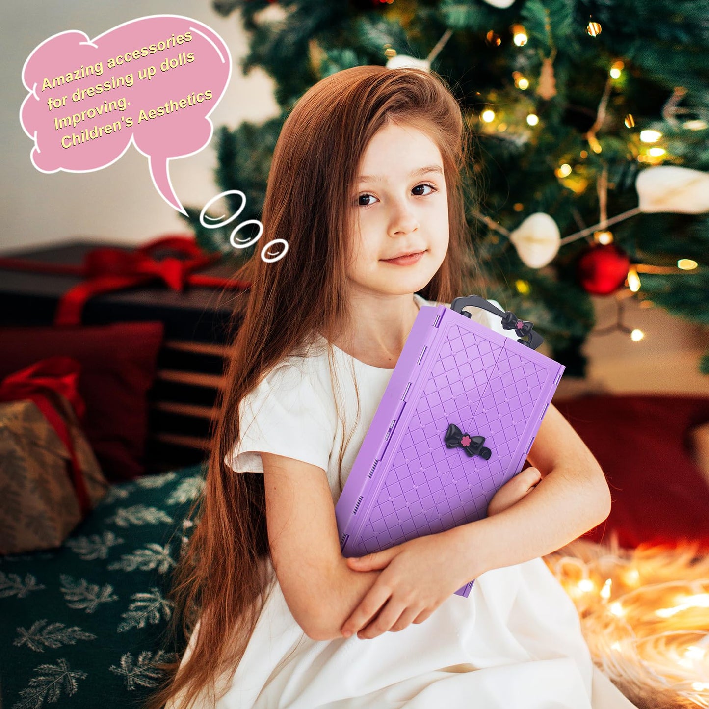 K.T. Fancy 83 Pcs Dolls & Accessories with Purple Closet Wardrobe — Dress Up Set for 11.5-Inch Dolls