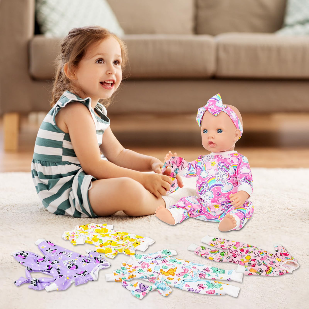K.T. Fancy 10-Piece Doll Clothes & Butterfly Headbands Set for 14-18 Inch Dolls