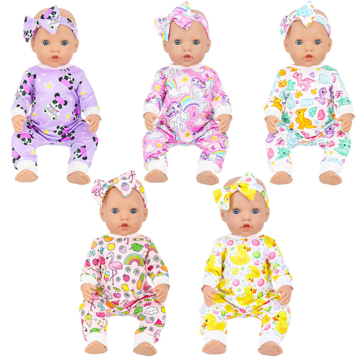 K.T. Fancy 10-Piece Doll Clothes & Butterfly Headbands Set for 14-18 Inch Dolls