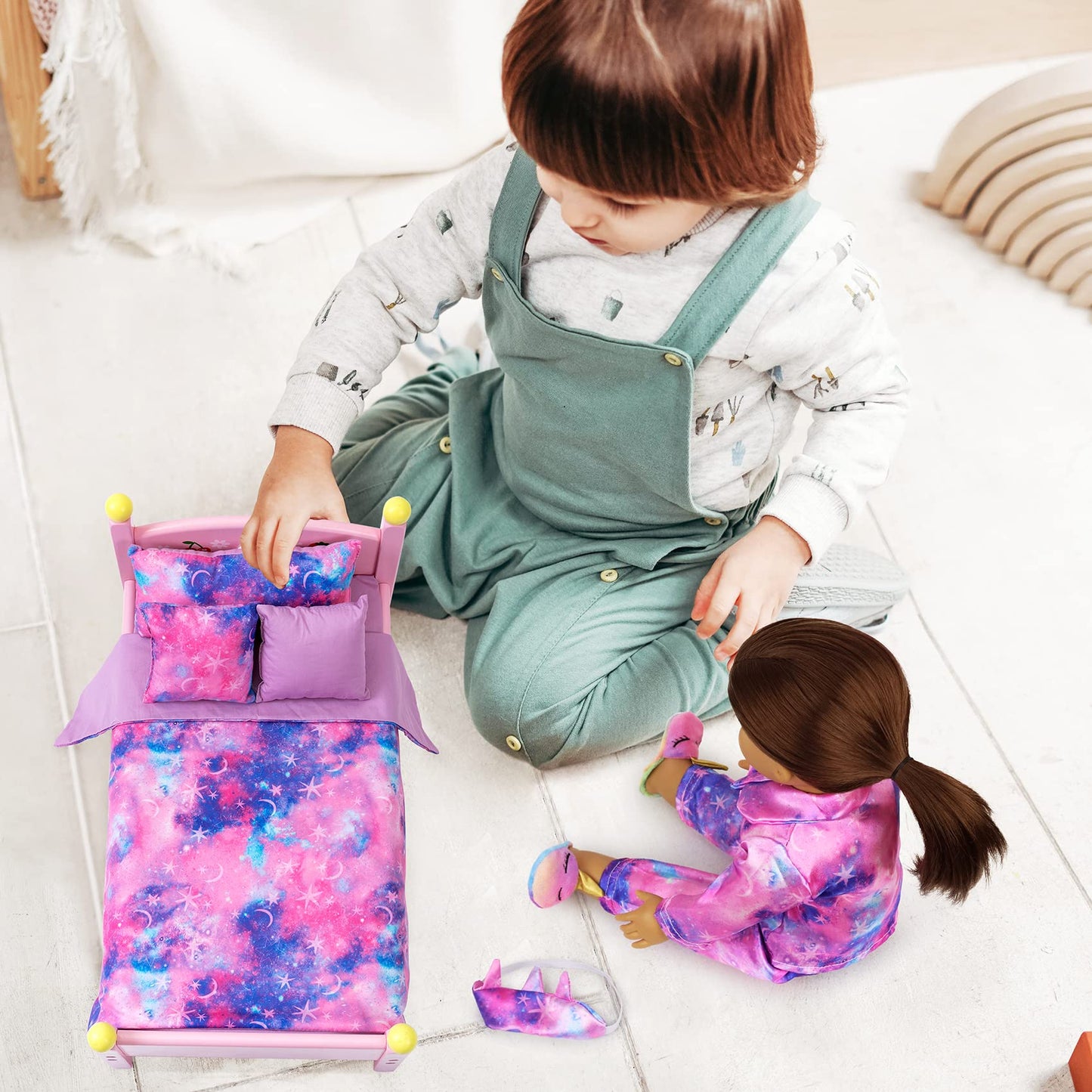 K.T. Fancy 8-Piece 18-Inch Doll Sleep Set — Pajamas, Pillow, Eye Mask & Slippers