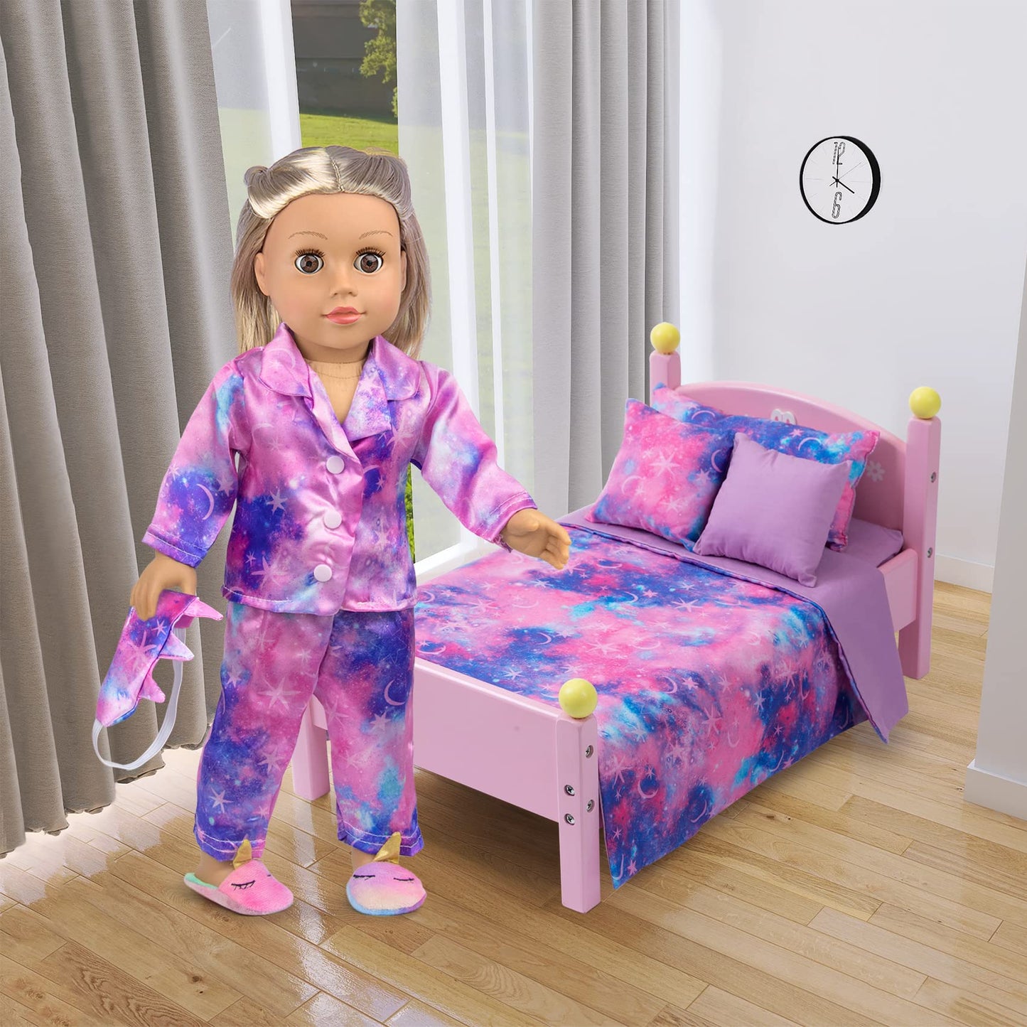 K.T. Fancy 8-Piece 18-Inch Doll Sleep Set — Pajamas, Pillow, Eye Mask & Slippers