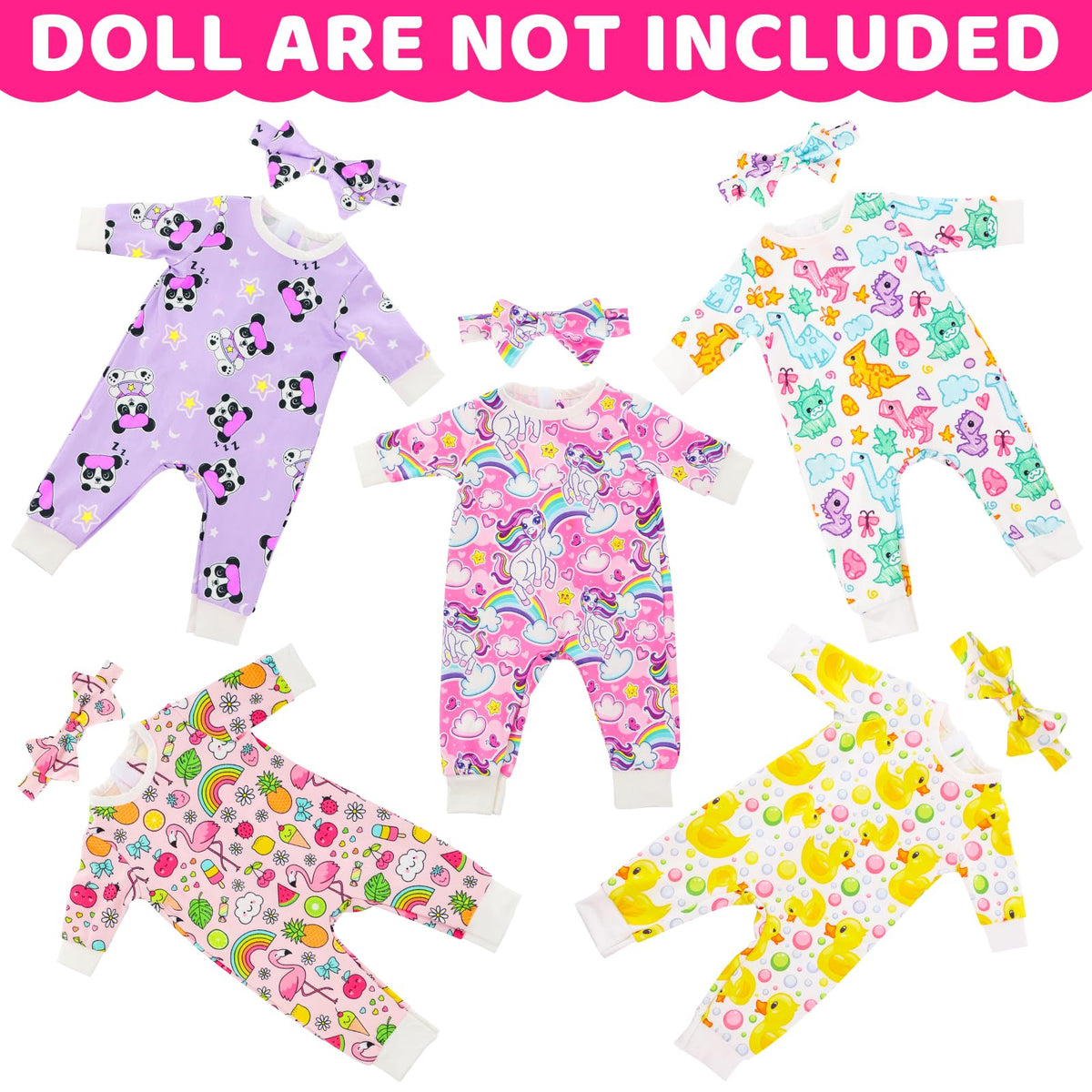 K.T. Fancy 10-Piece Doll Clothes & Butterfly Headbands Set for 14-18 Inch Dolls