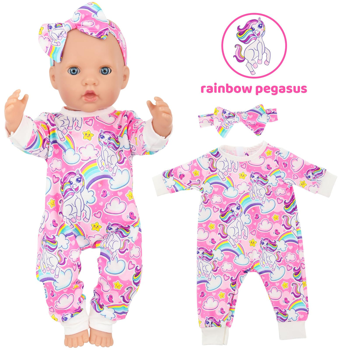 K.T. Fancy 10-Piece Doll Clothes & Butterfly Headbands Set for 14-18 Inch Dolls