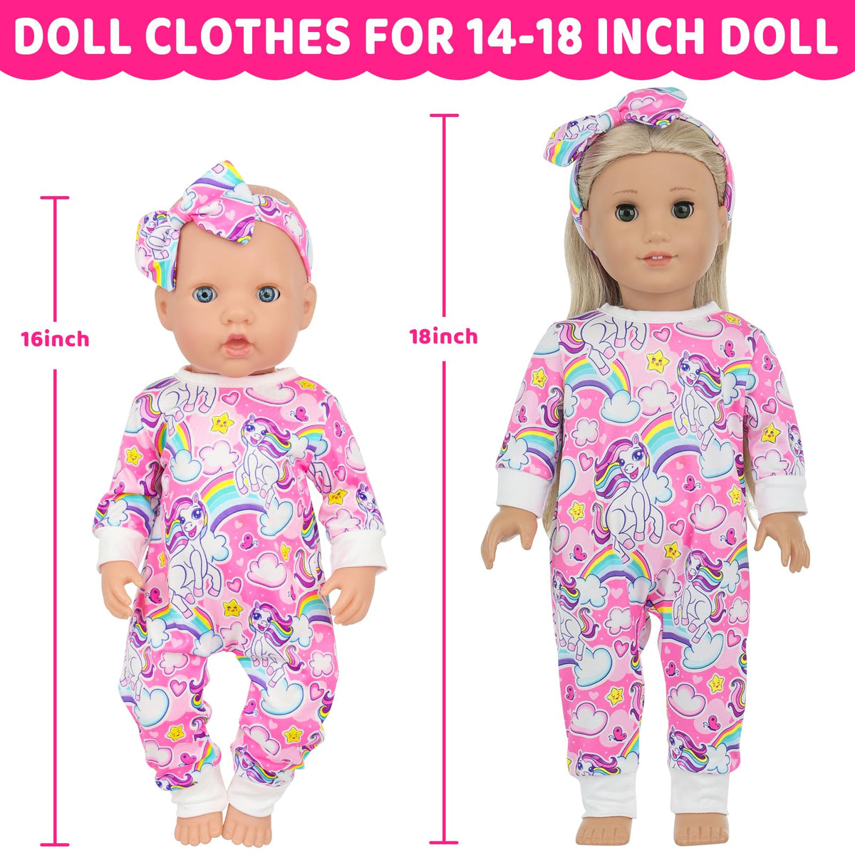 K.T. Fancy 10-Piece Doll Clothes & Butterfly Headbands Set for 14-18 Inch Dolls