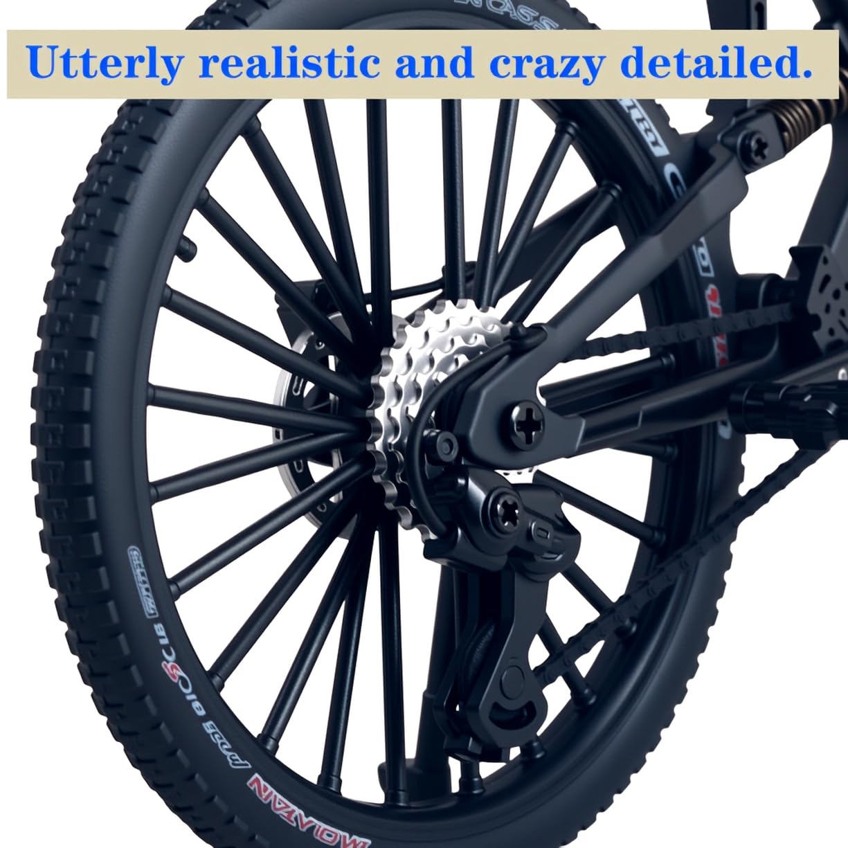 Kuasting 1:8 Scale Mountain Bike Model Die-Cast — Desk Decor, Cake Topper (Black)