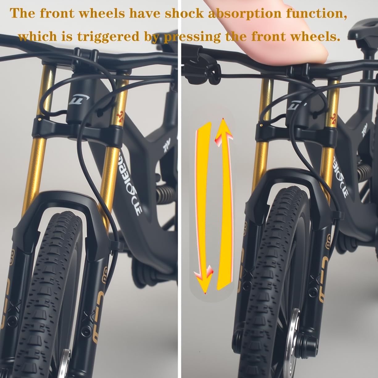 Kuasting 1:8 Scale Mountain Bike Model Die-Cast — Desk Decor, Cake Topper (Black)