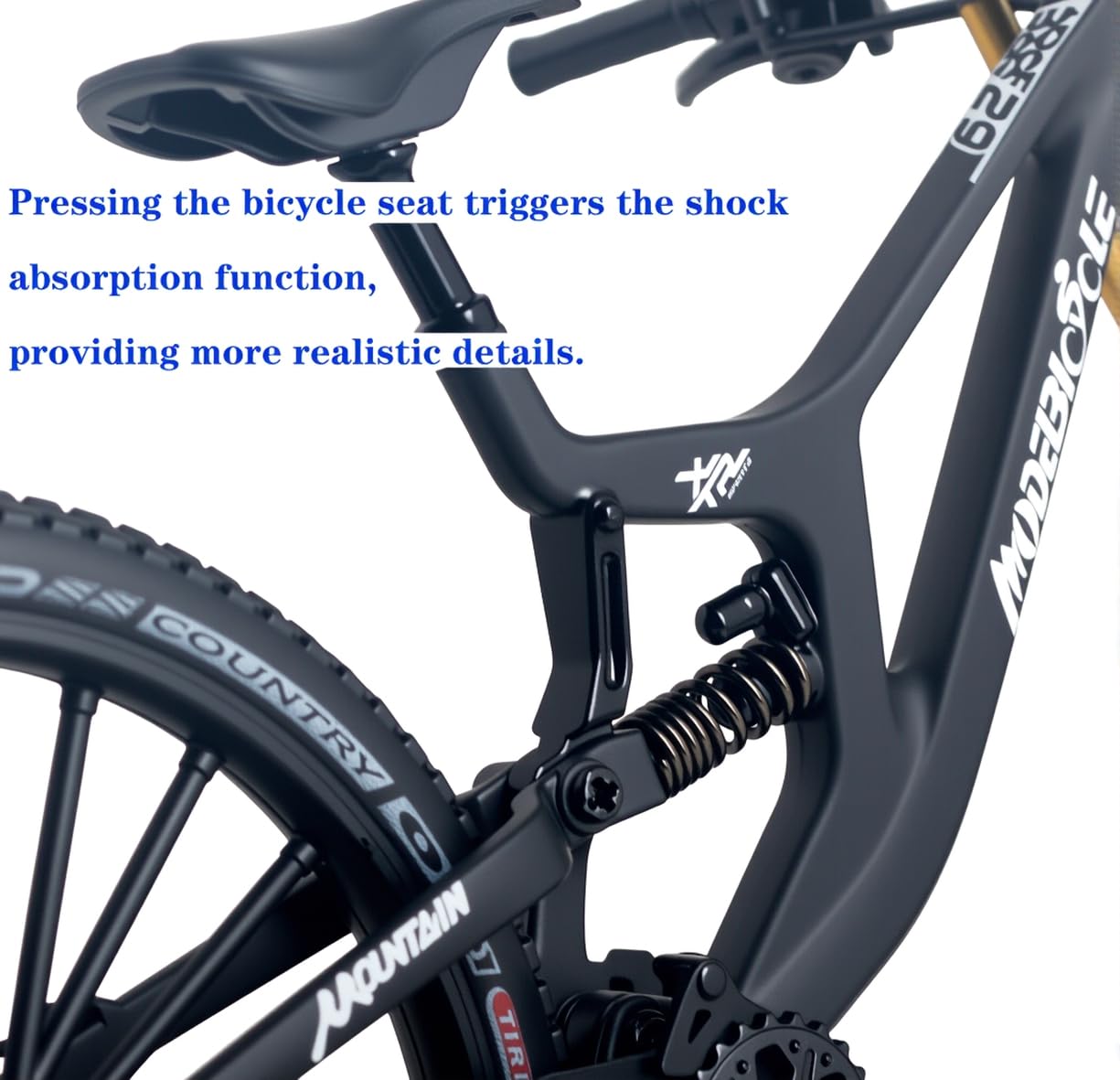 Kuasting 1:8 Scale Mountain Bike Model Die-Cast — Desk Decor, Cake Topper (Black)