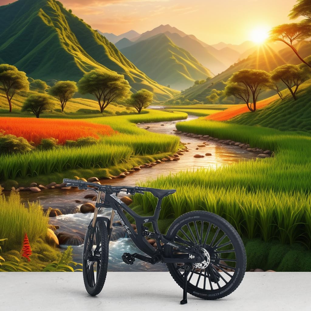 Kuasting 1:8 Scale Mountain Bike Model Die-Cast — Desk Decor, Cake Topper (Black)