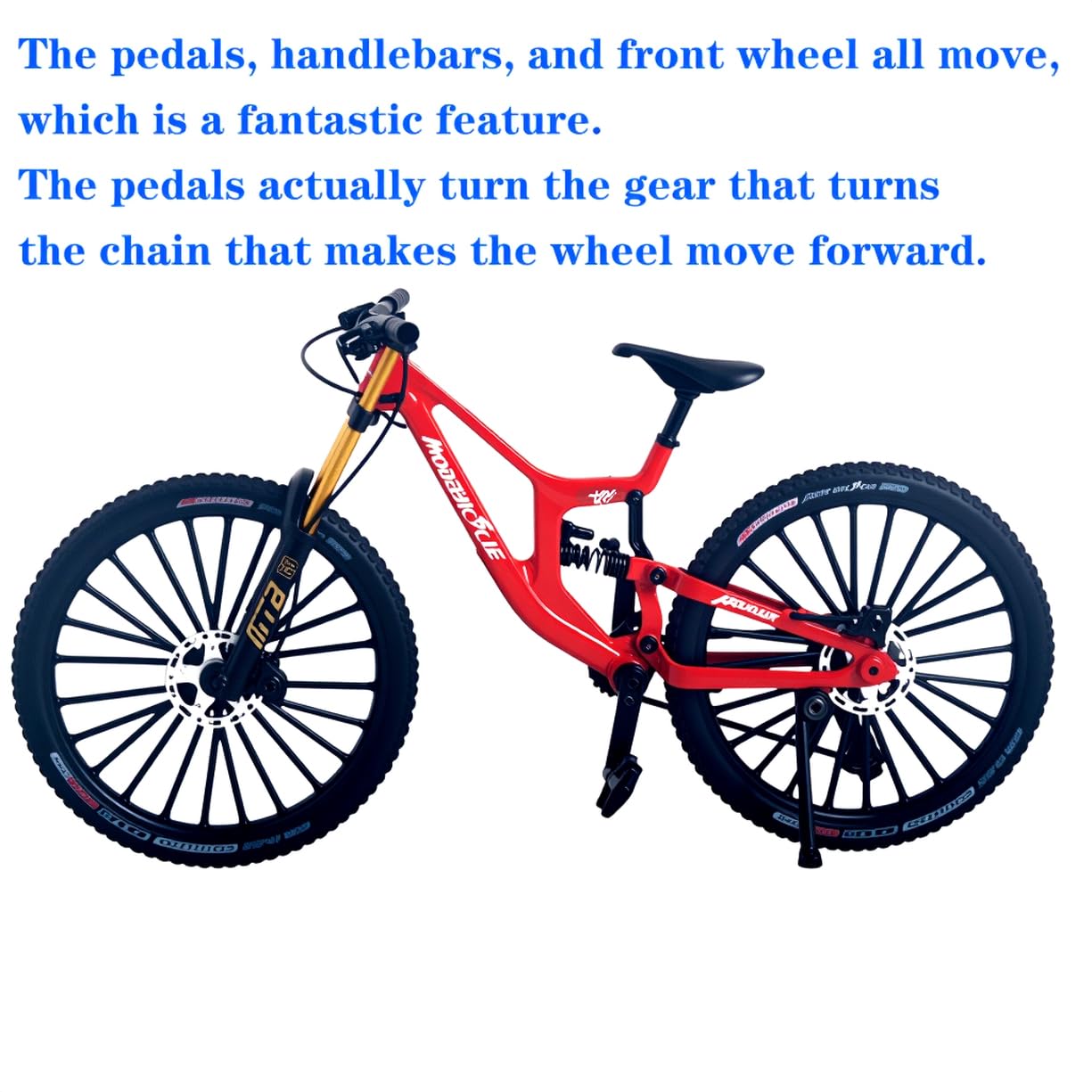 Kuasting 1:8 Scale Mountain Bike Die-Cast Model - Desk Decor, Cake Topper (Red)