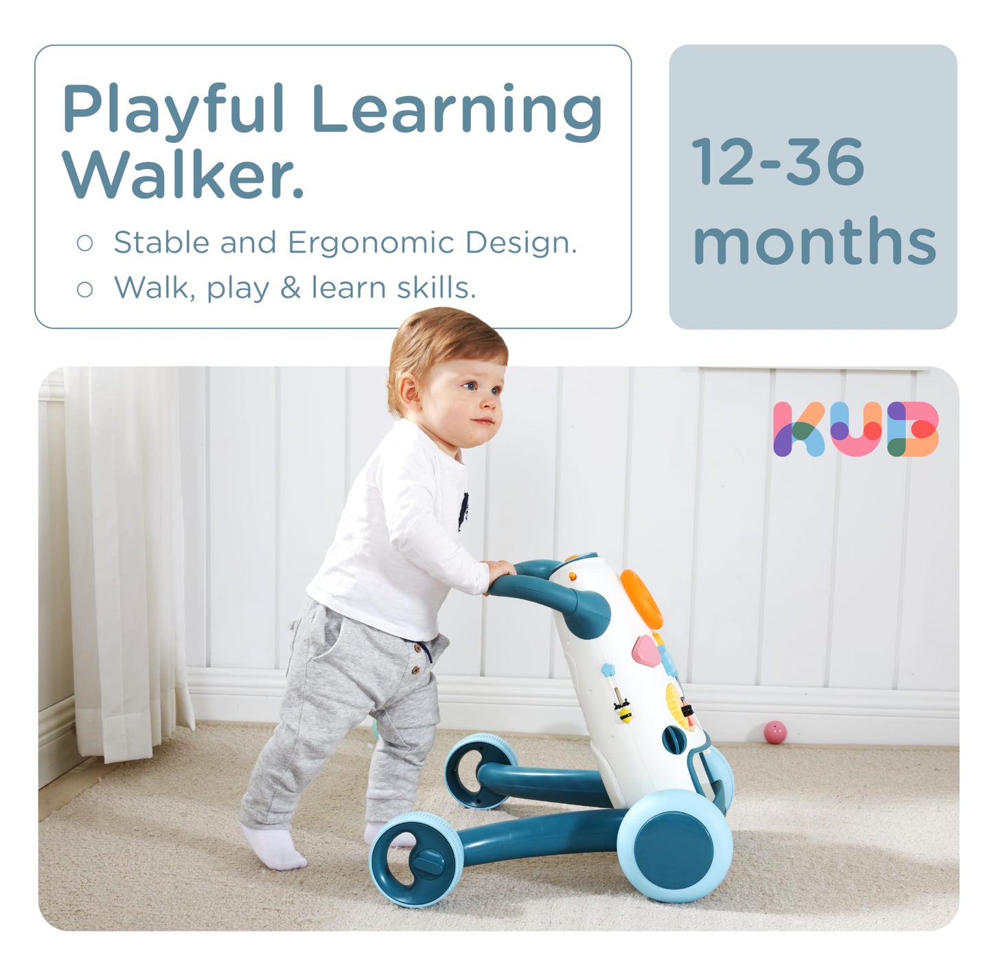 KUB Montessori Baby Walker — Interactive Push Toy with Lights, Music & Adjustable Speed