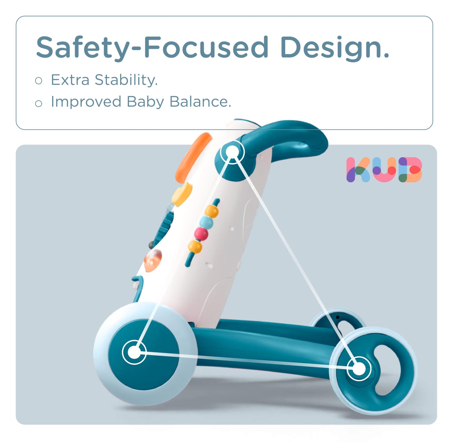KUB Montessori Baby Walker — Interactive Push Toy with Lights, Music & Adjustable Speed