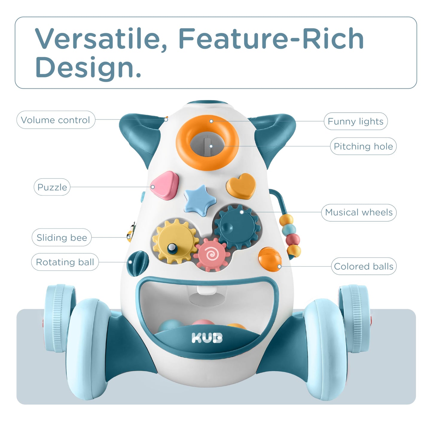KUB Montessori Baby Walker — Interactive Push Toy with Lights, Music & Adjustable Speed
