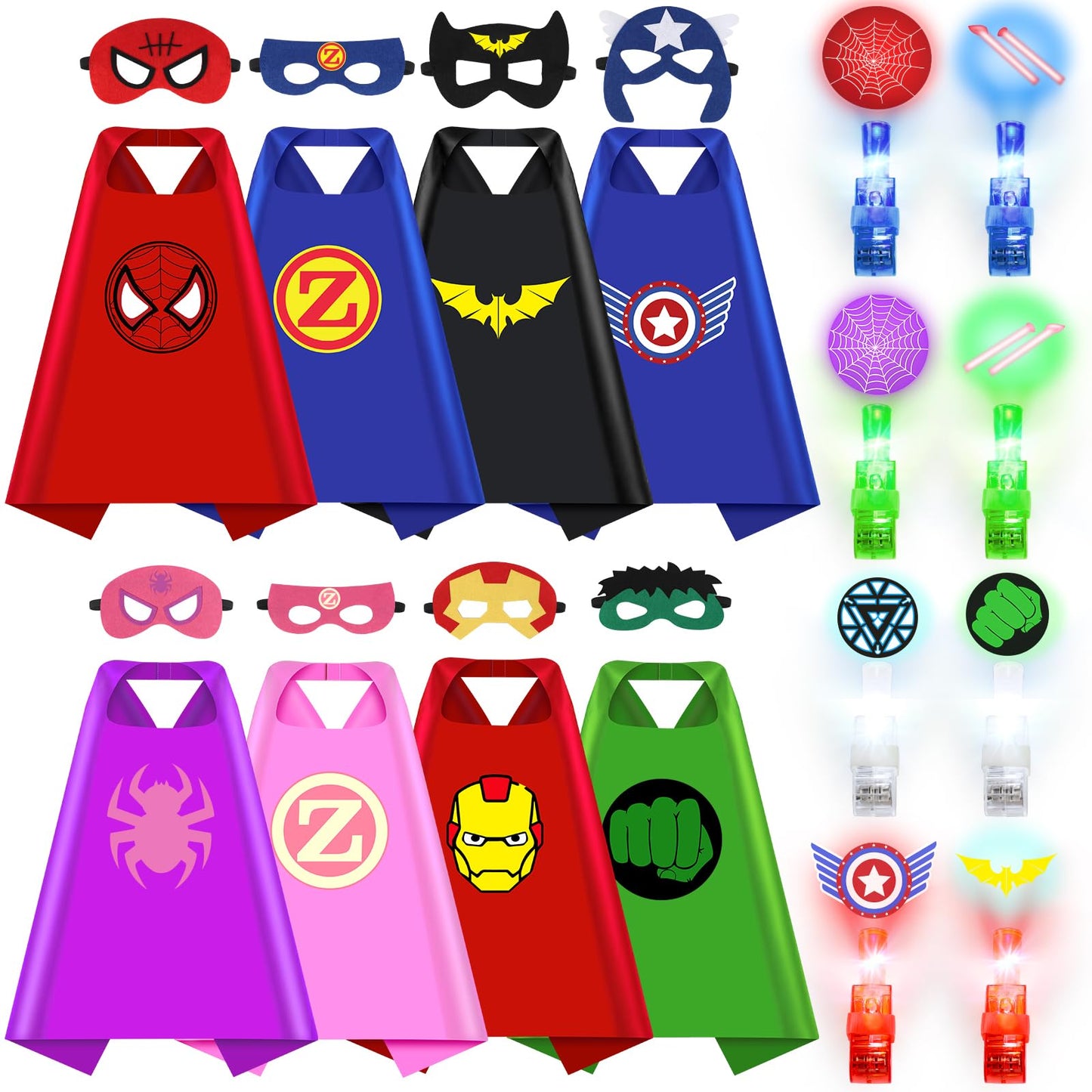 KUBUSFLY 8-Piece Kids Superhero Capes & Masks Costume Set