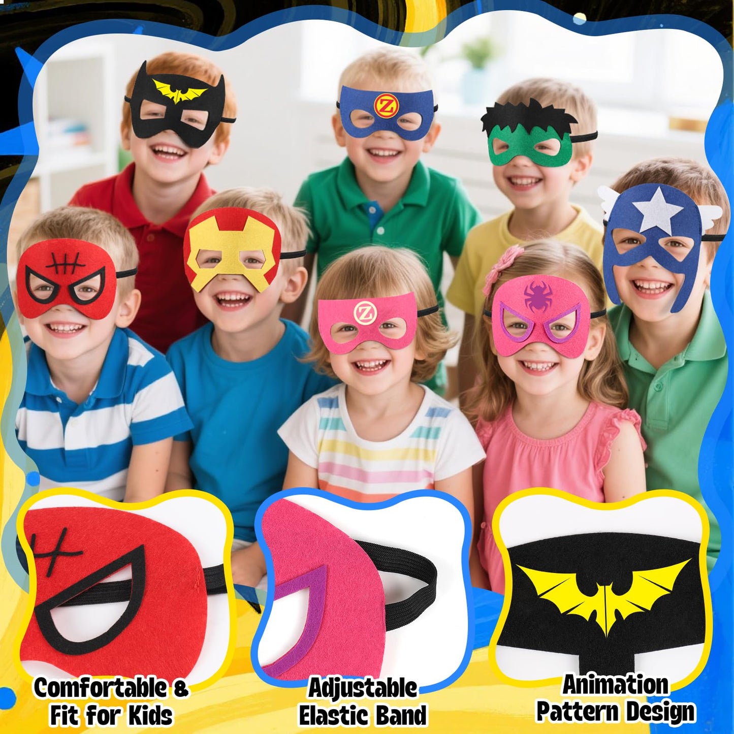 KUBUSFLY 8-Piece Kids Superhero Capes & Masks Costume Set