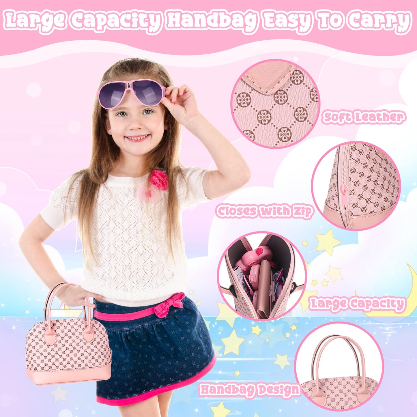 KUBUSFLY Toddler Play Purse Set — 35-Piece Pretend Princess Toy Kit for Girls Aged 3–6