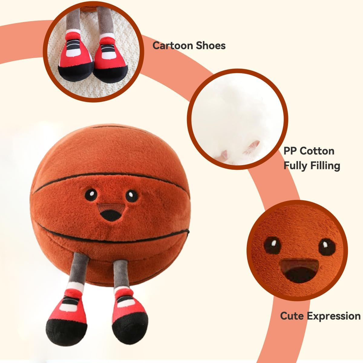 KUCCO-PILLOW Funny Basketball Plush Pillow – 11-Inch Plush Toy & Room Decor Gift