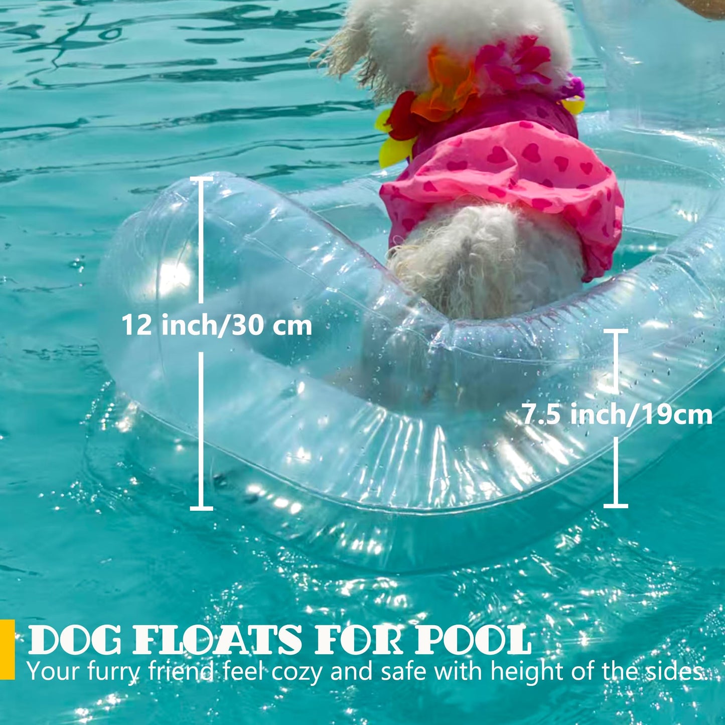 KUCDBUN 6-in-1 Dog Pool Float for Small Dogs | Inflatable Pet Raft