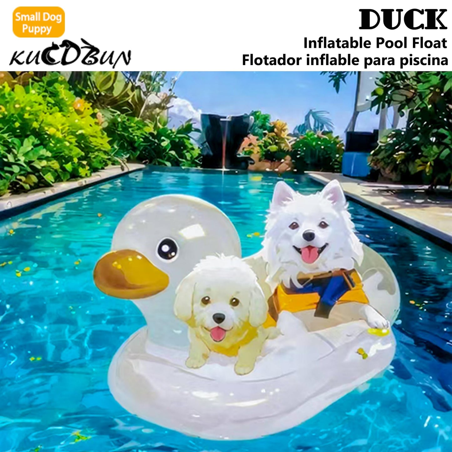 KUCDBUN 6-in-1 Dog Pool Float for Small Dogs | Inflatable Pet Raft