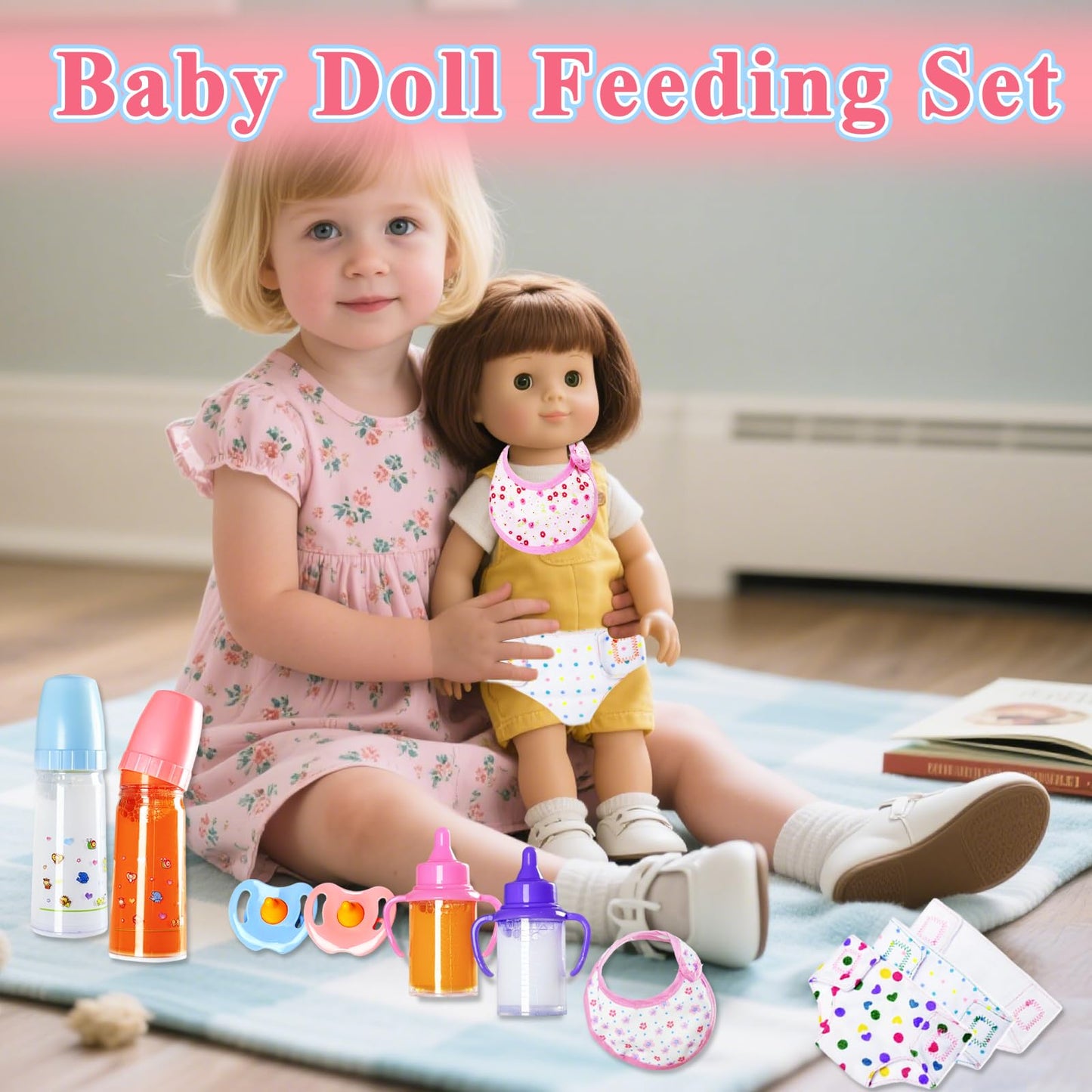 Kuihaazi 12PCS Baby Doll Accessories Set – Pretend Feeding & Role-Play Toys