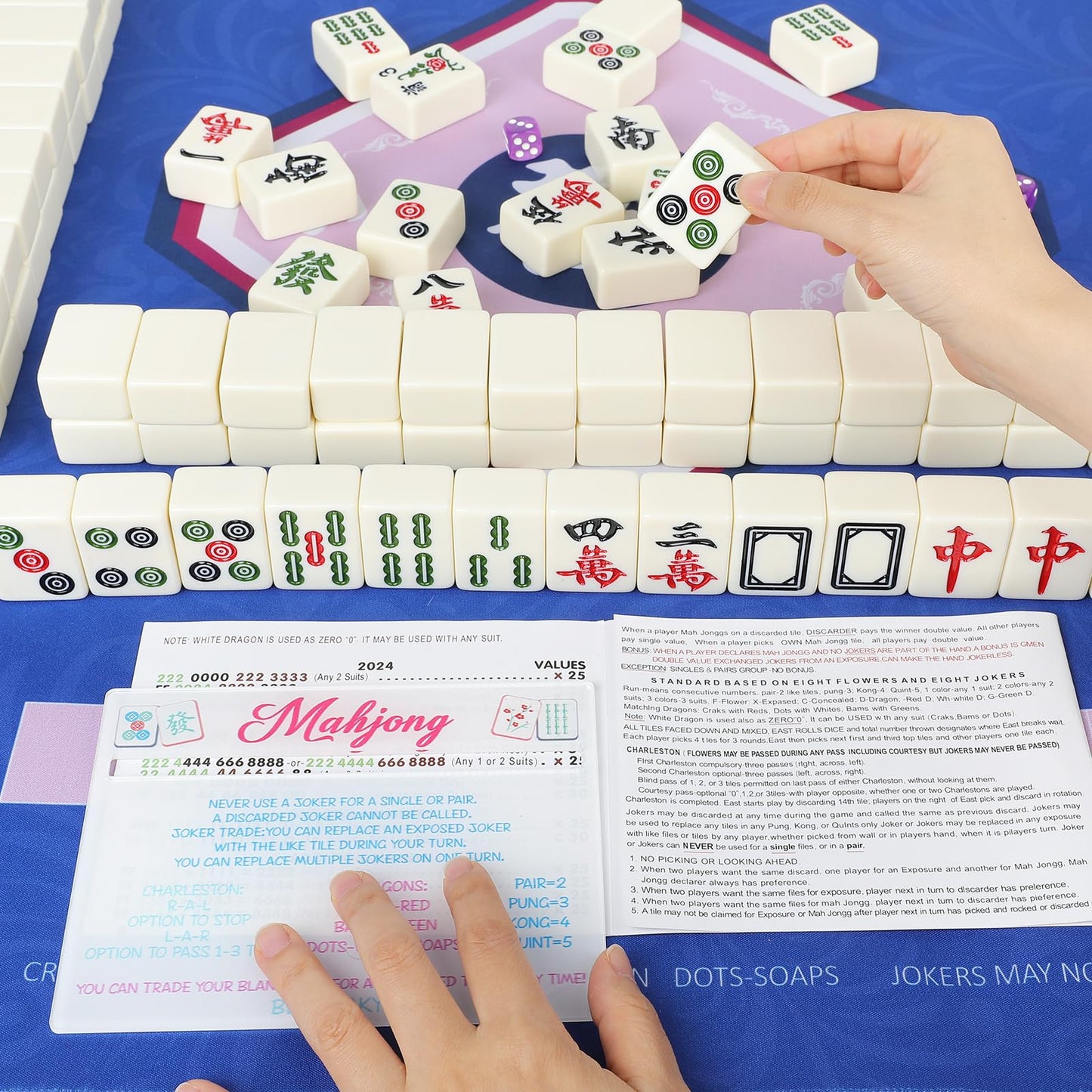 KUIRAN Mahjong Line Finder 4-Pack – Bright Rules Helper for Beginners (White)