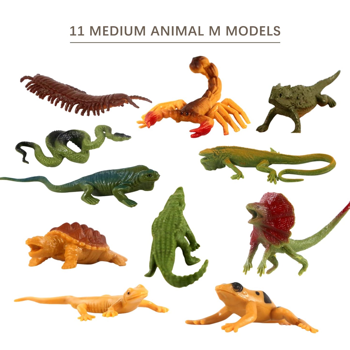 Kukifun 32-Piece Desert Reptiles Figures Set – Lizard, Snake, Gecko, Cactus, Rock Diorama Kit for Kids