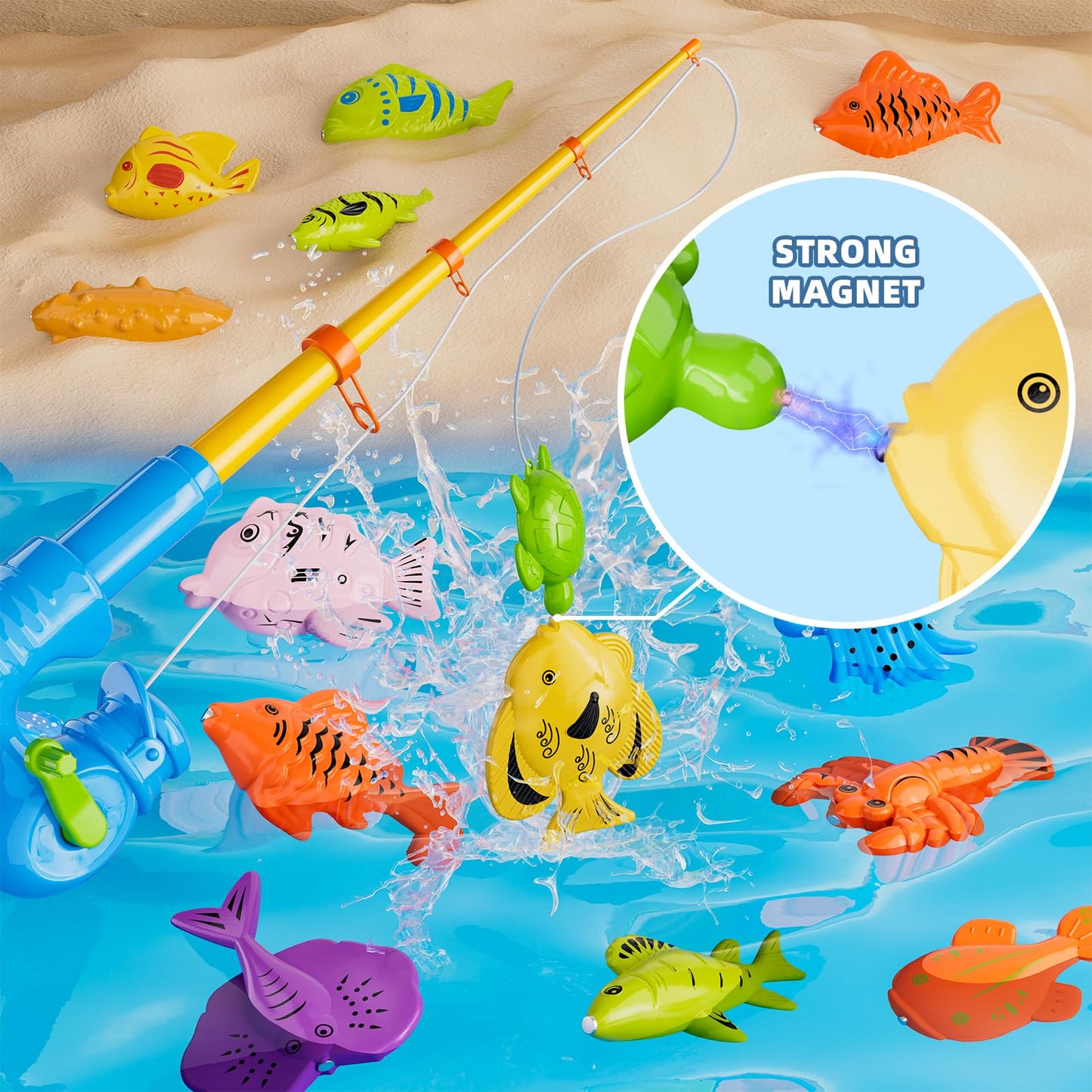 KukuFun Magnetic Fishing Pool Toys for Kids – 2 Rods, 35 Fish, Bath & Pool Fun (Ages 3-7)