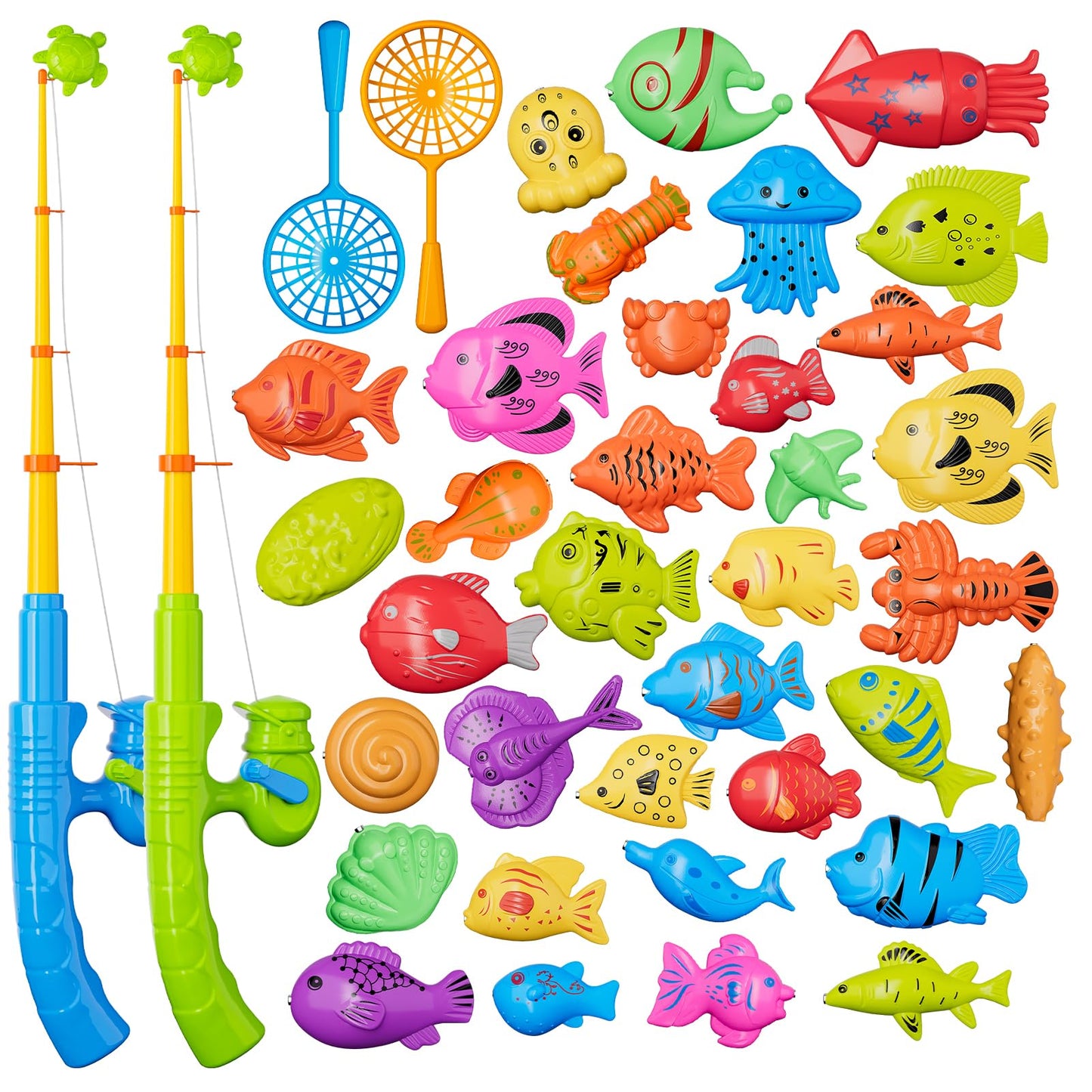 KukuFun Magnetic Fishing Pool Toys for Kids – 2 Rods, 35 Fish, Bath & Pool Fun (Ages 3-7)