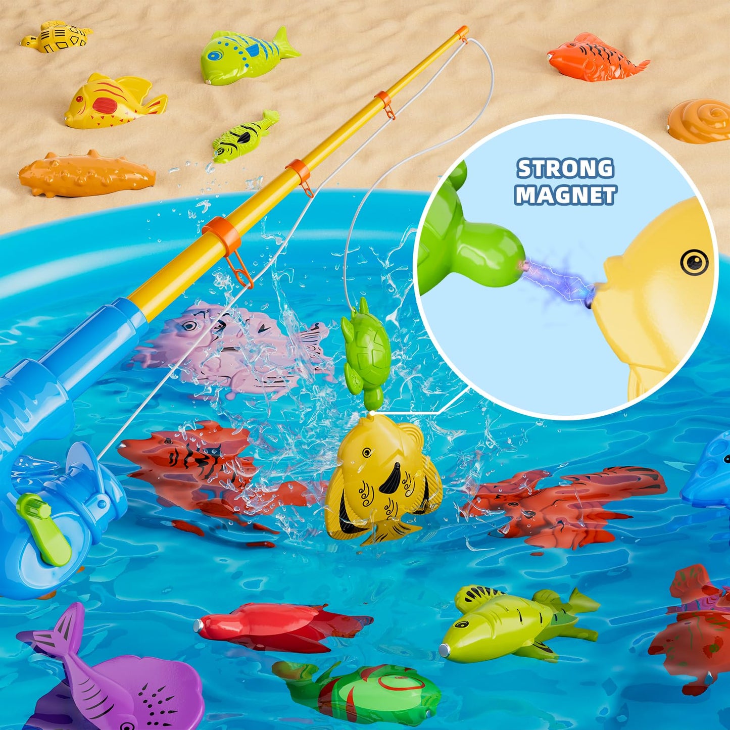 KukuFun Magnetic Fishing Pool Toys – Multi-Player Bath, Pool & Outdoor Toy for Kids