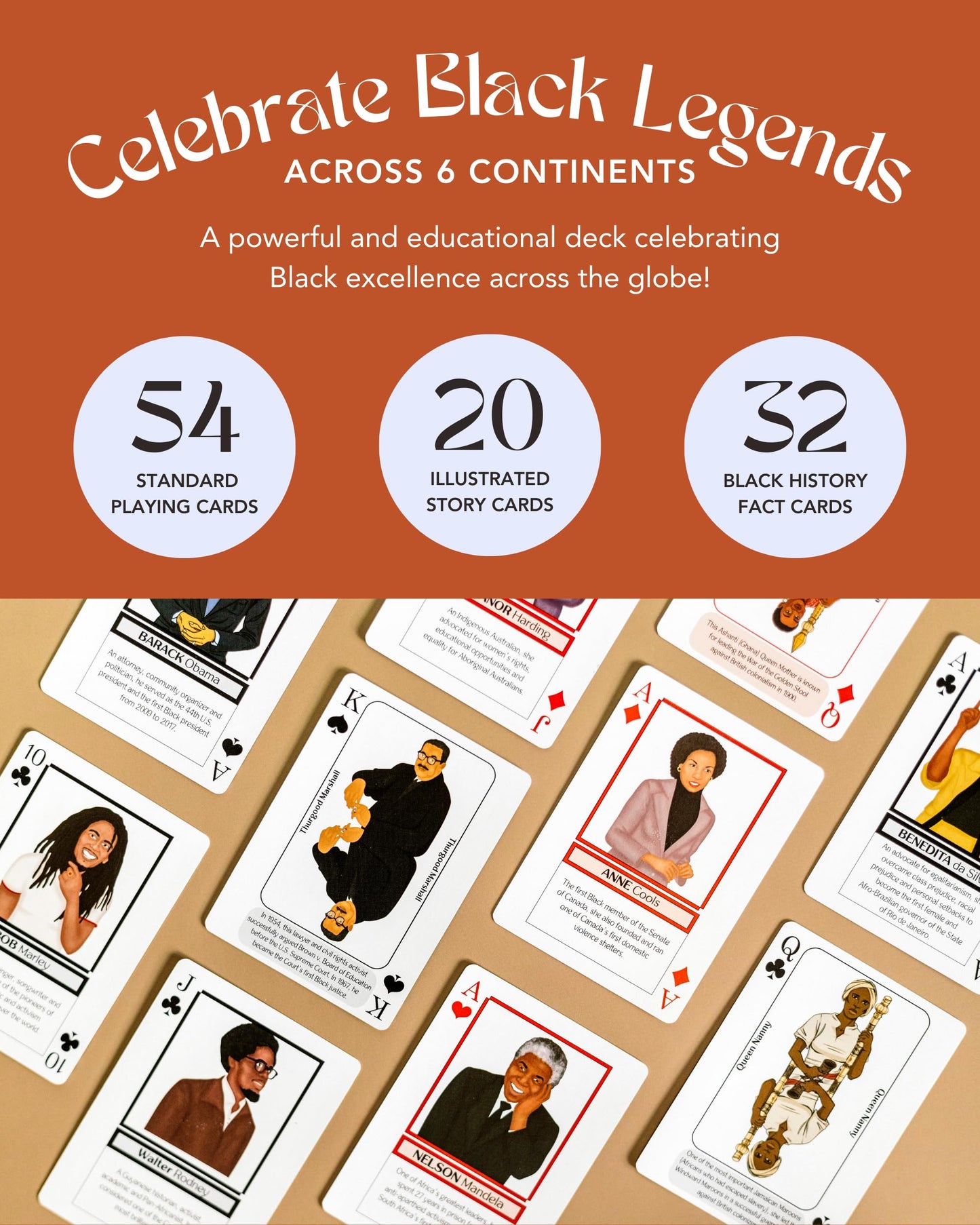 Kulture Games Playing Cards: Black Legends – Inspirational Legends Trivia Card Game for Family & Adult Game Nights