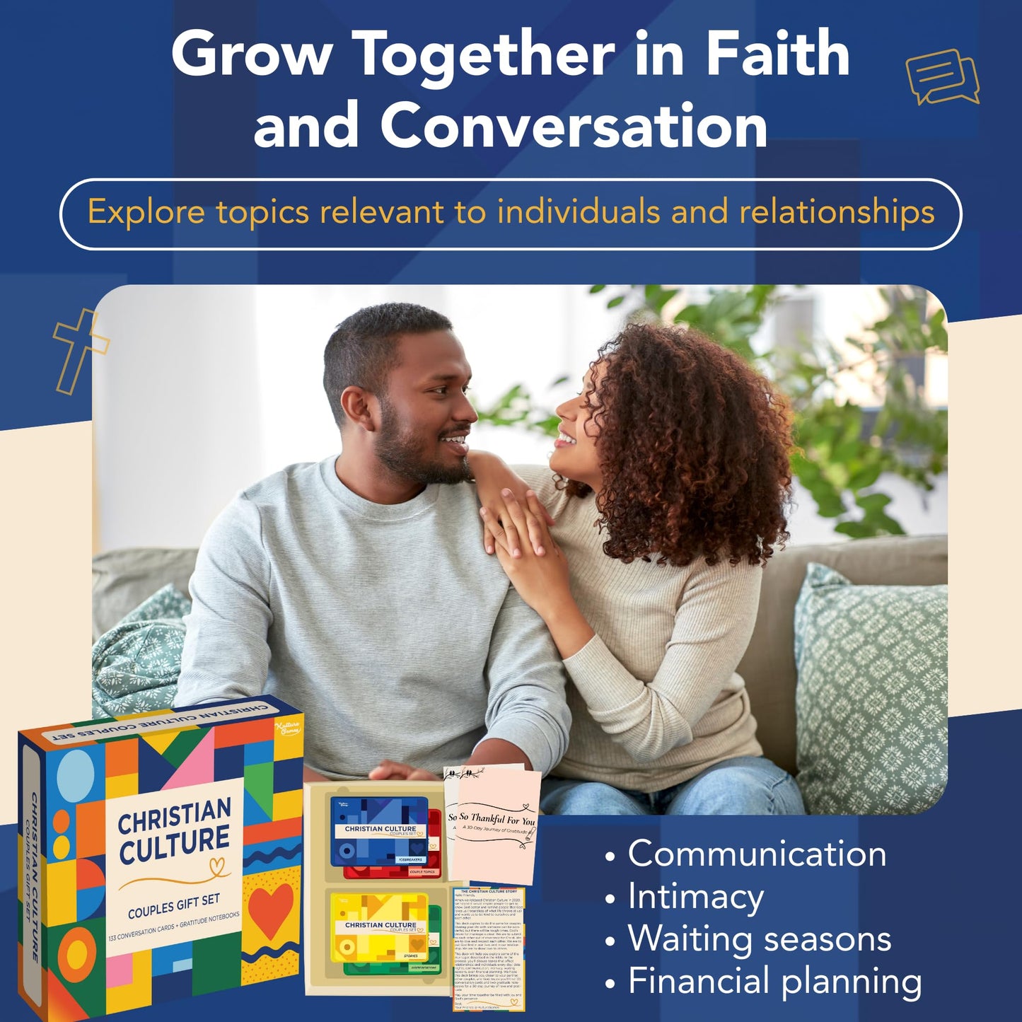 Kulture Games Christian Couples Gift Set – 133 Faith-Based Cards + 2 Gratitude Notebooks + Date Night Adventures