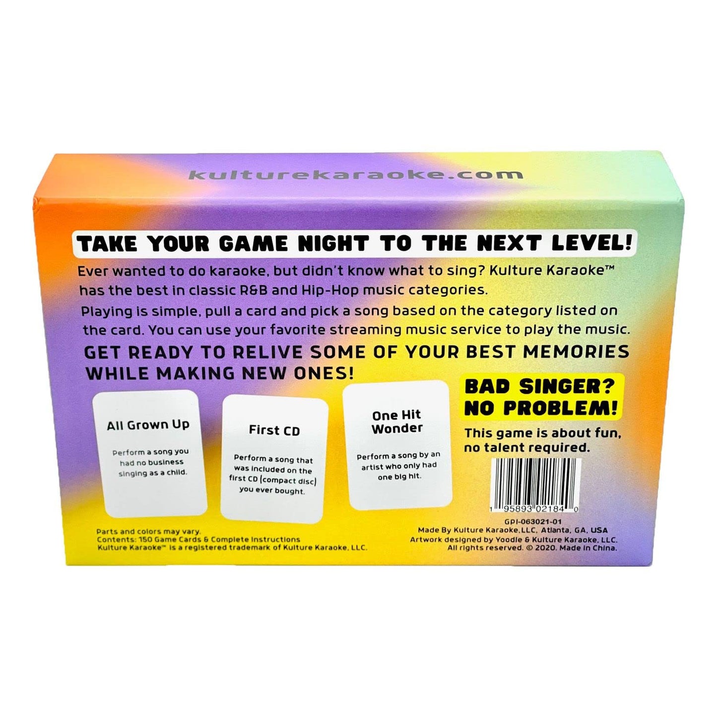 Kulture Karaoke Card Game – 150 Hip Hop & R&B Categories for 2+ Players